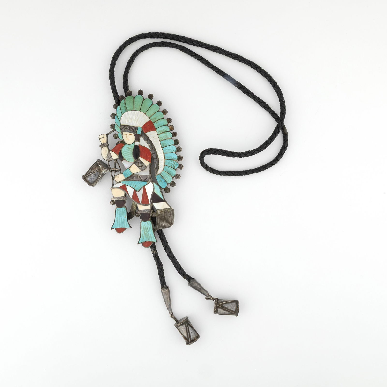 Eddie Beyuka, Inlay Bolo Tie with Drummer Design, ca. 1980 (1 of 2)