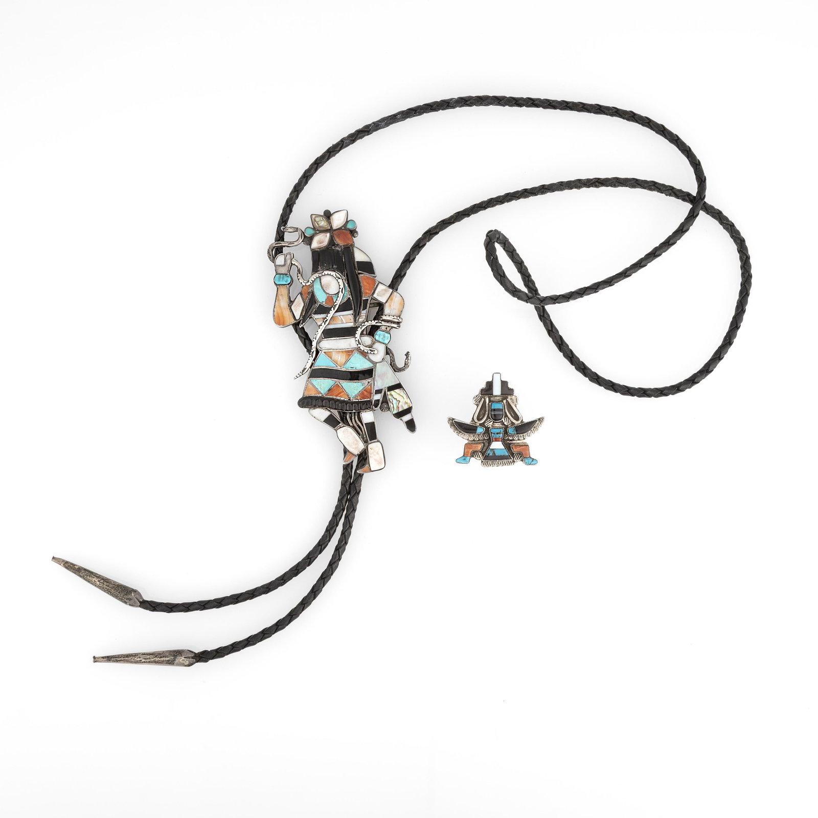 Attributed to [John Lucio] et al, Two Inlay Jewelry Items: Snake Dancer Bolo + Knifewing Ring, ca. (1 of 5)