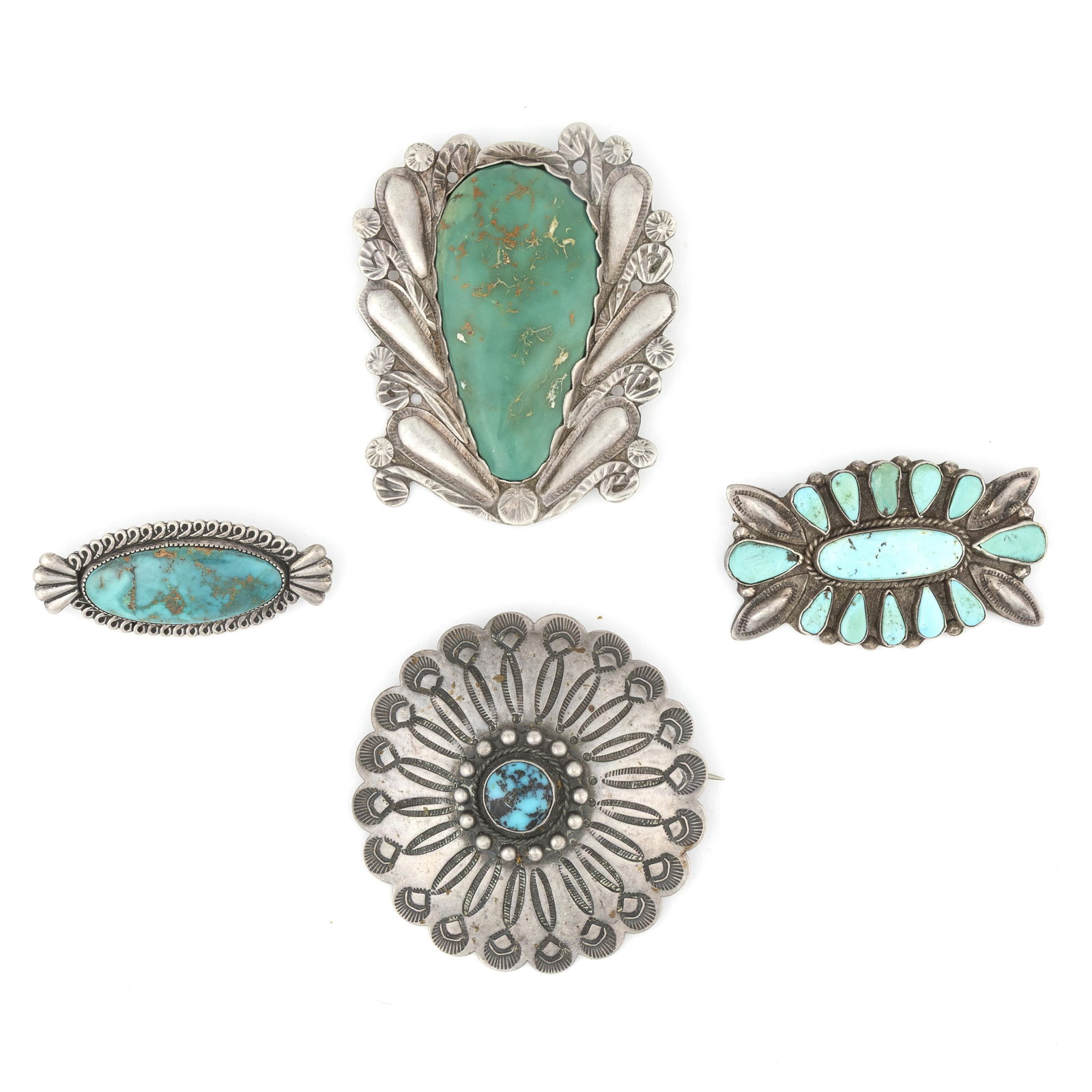 Southwest Style + Zuni, Group of Four Antique Pins, ca. 1930 - 1955 (1 of 2)