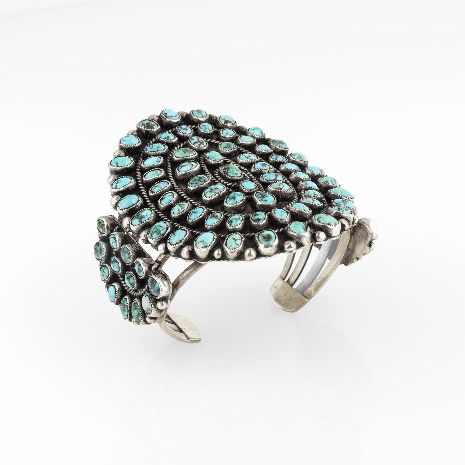 Diné (Navajo), Silver and Turquoise Cluster Cuff, ca. 1965 (1 of 3)