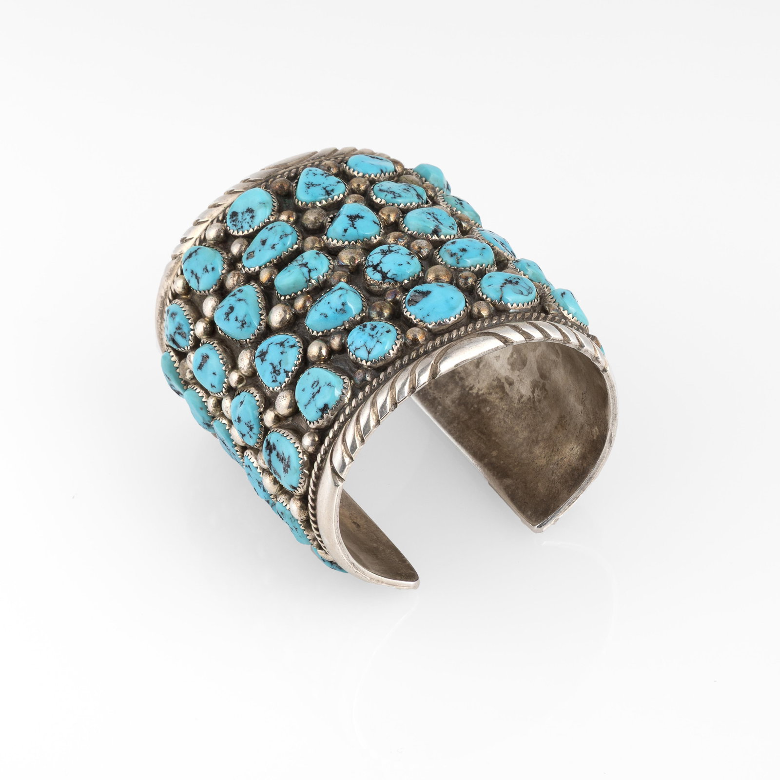 Tommy Moore, Sterling Silver and Turquoise Cluster Cuff, ca. 1985 (1 of 3)