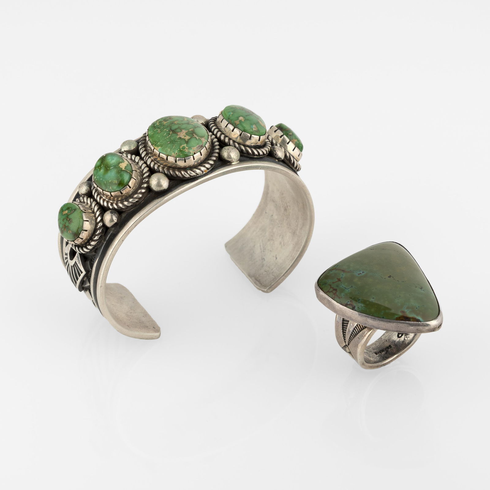 Albert Jake + Federico Jimenez, Set of Two Turquoise Jewelry Items with Cuff + Ring (1 of 4)