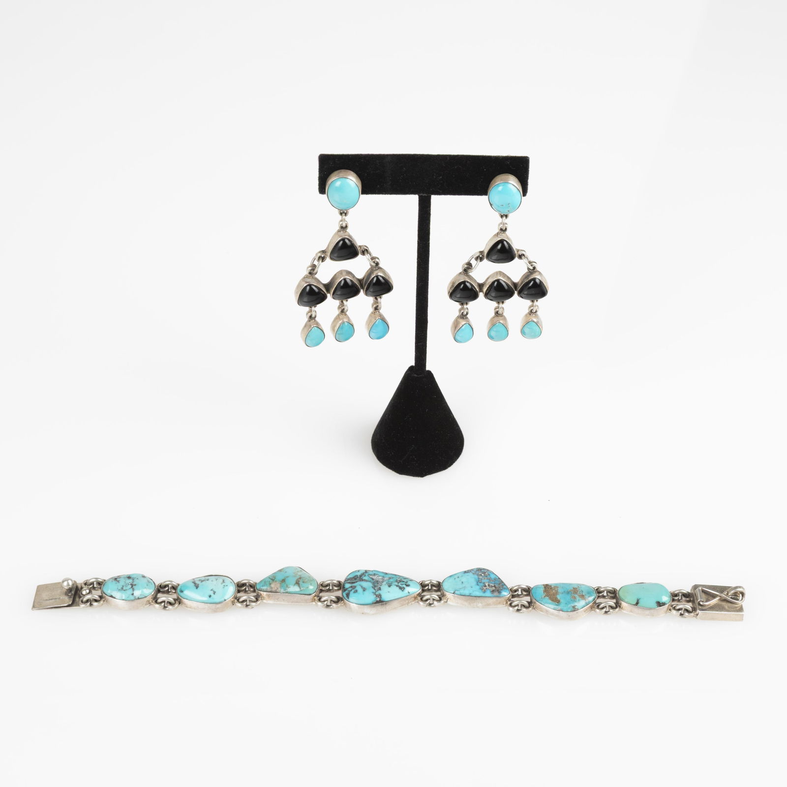 Federico Jimenez, Jewelry Set with Turquoise Link Bracelet + Mixed Stone Earrings (1 of 3)