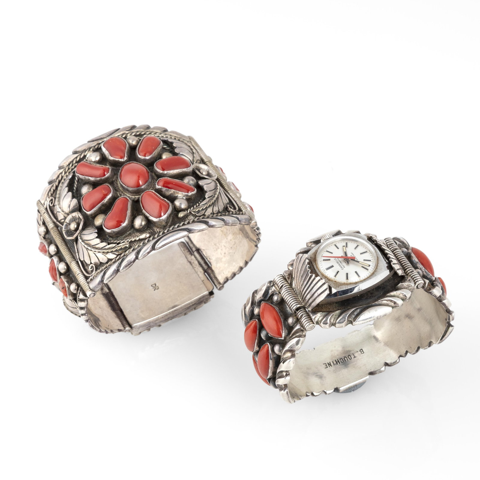 Dennis Ramone + Ben Touchine, Two Coral and Silver Jewelry Items: Bracelet + Watch (1 of 3)