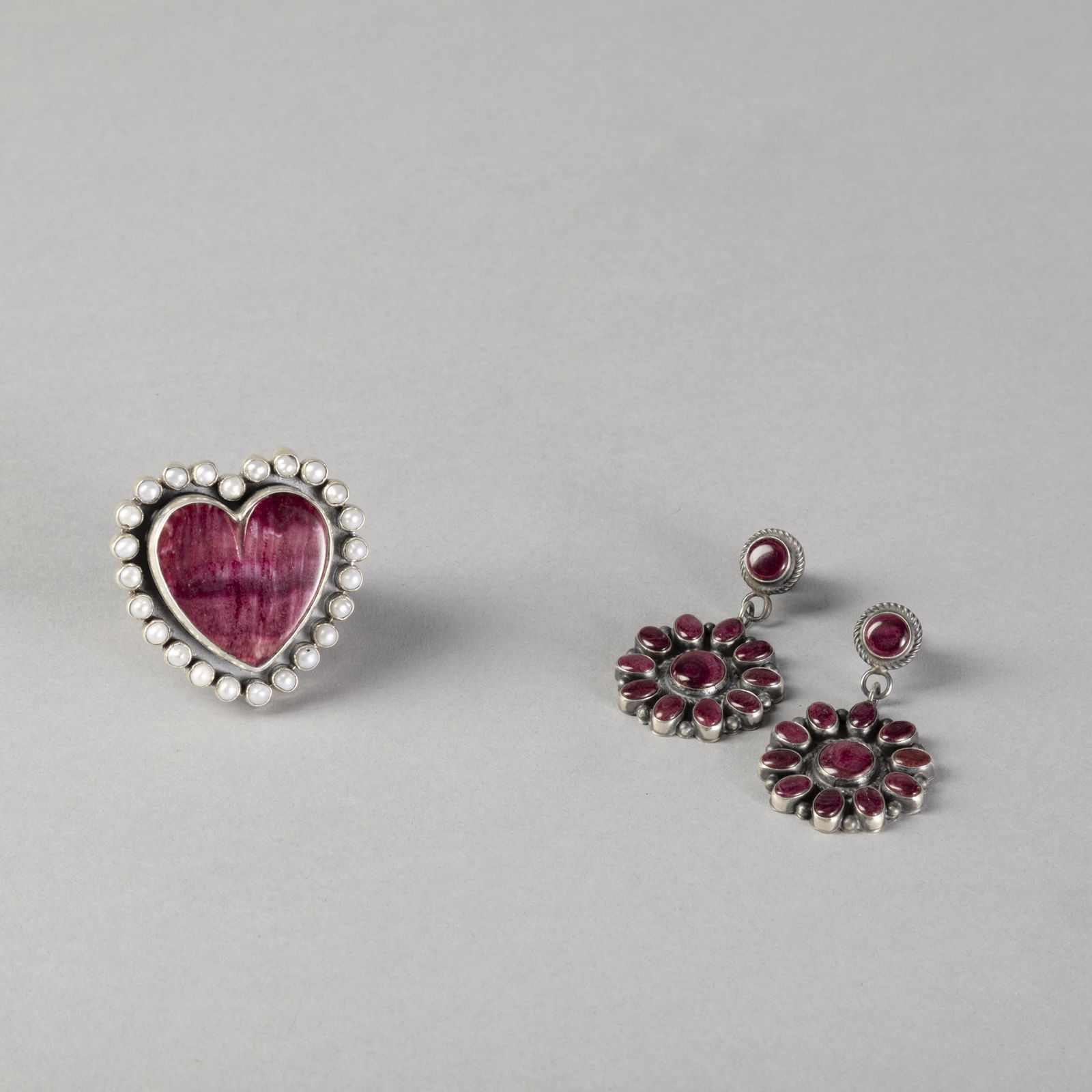 Federico Jimenez + Anthony Skeets, Purple Spiny Oyster Jewelry Set with Heart Ring + Cluster (1 of 2)