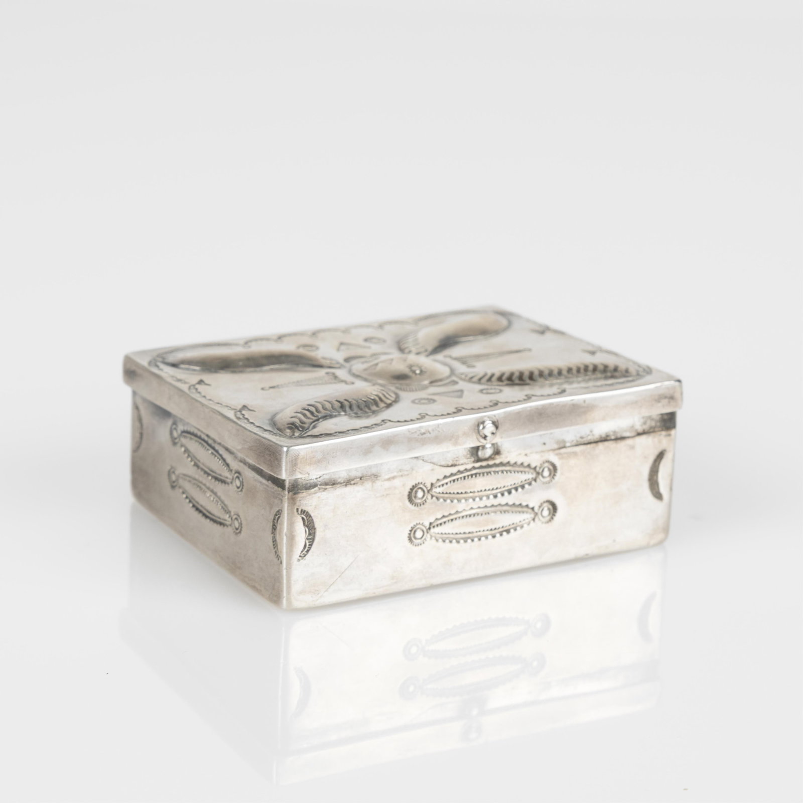 Attributed Diné (Navajo), Silver Repousse Pillbox, ca. 1970 (1 of 3)
