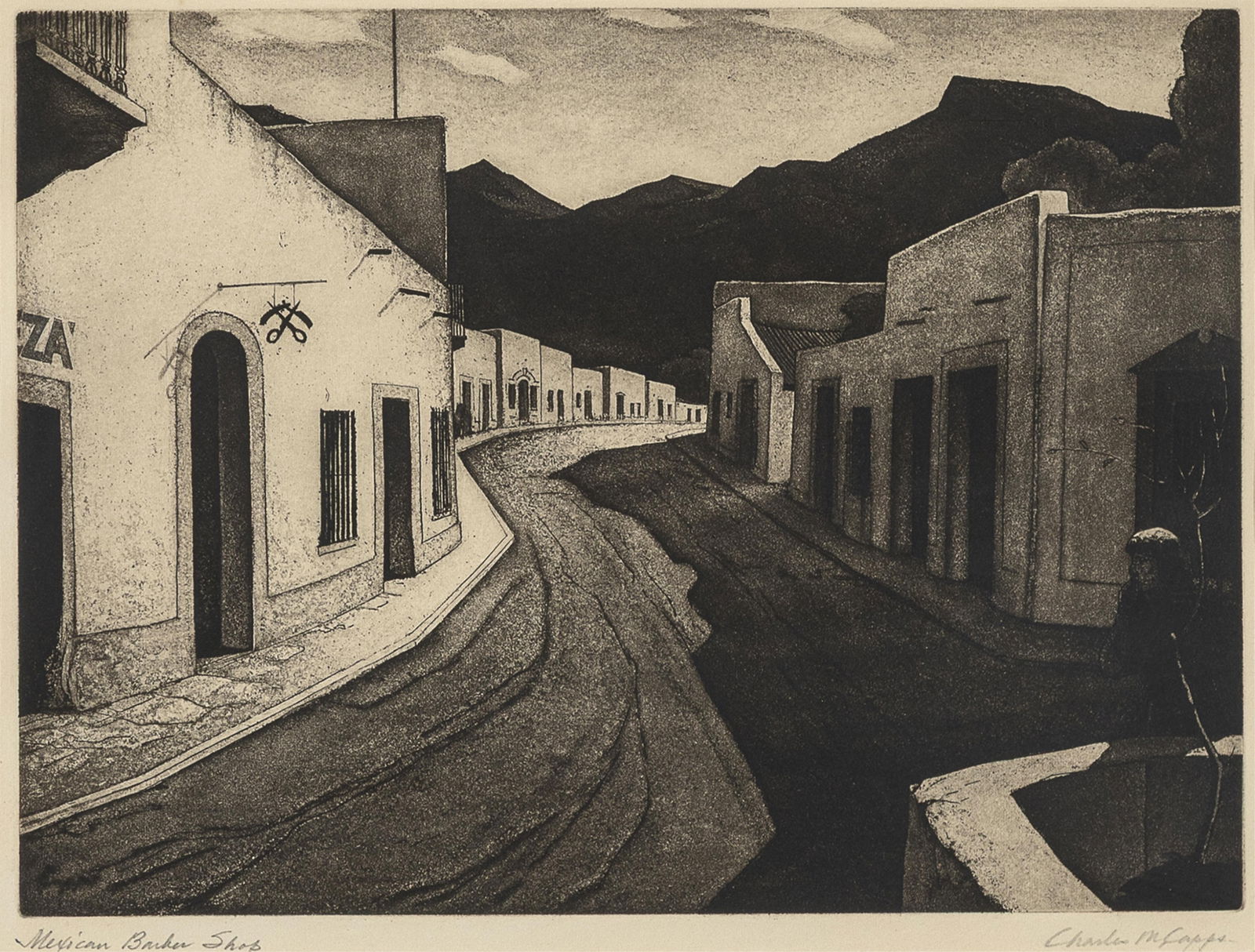 Charles Merrick Capps, Mexican Barber Shop, 1938 (1 of 2)