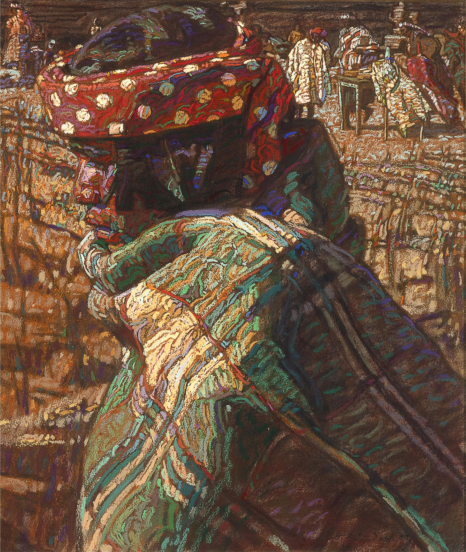 George Arthur Carlson, Blessing the Fields, 1989: George Arthur Carlson b. 1940 Blessing the Fields, 1989 pastel on paper signed and dated lower right: CARLSON. 89 20 3/4 x 17 1/2 in. (52.7 x 44.5 cm.), frame: 30 1/2 x 27 x 1 1/2 in. (77.5 x 68.6 x