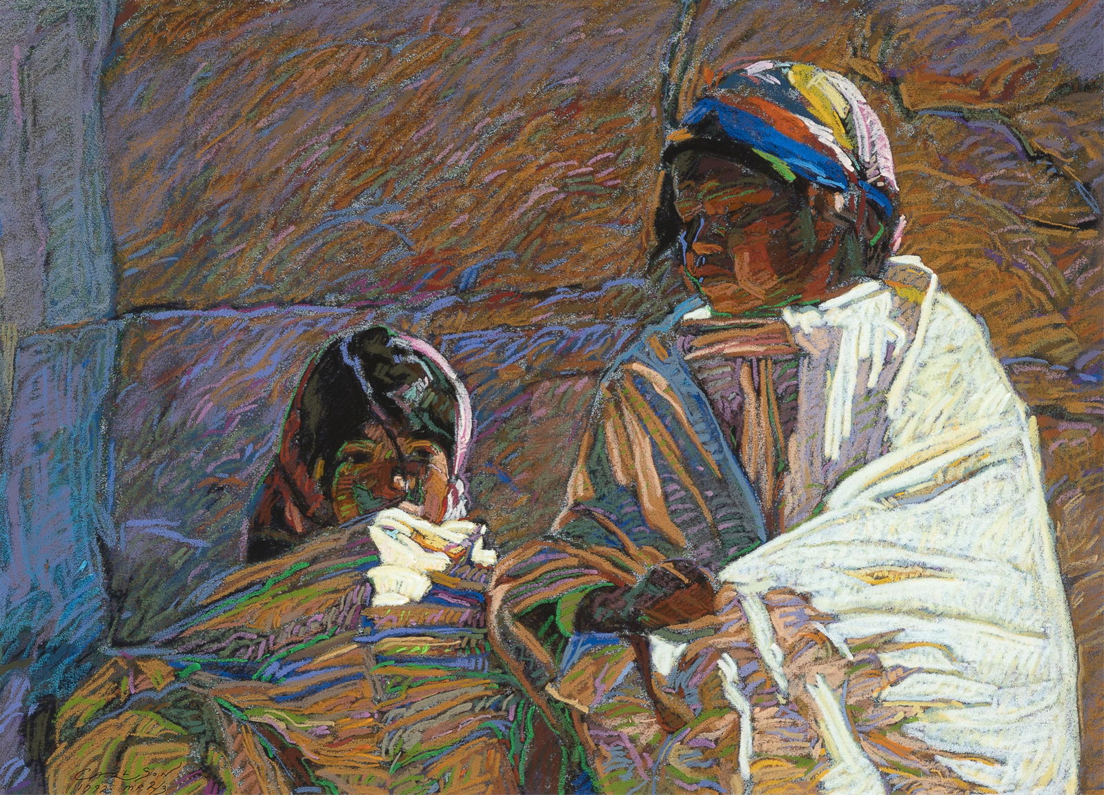 George Arthur Carlson, Adolescent Girls, 1992: George Arthur Carlson b. 1940 Adolescent Girls, 1992 monoprint signed and dated lower left: CARLSON / 1992 M.P. 2/3 22 1/2 x 31 1/2 in. (57.2 x 80 cm.), frame: 33 1/4 x 41 3/4 x 1 1/4 in. (84.5 x 106