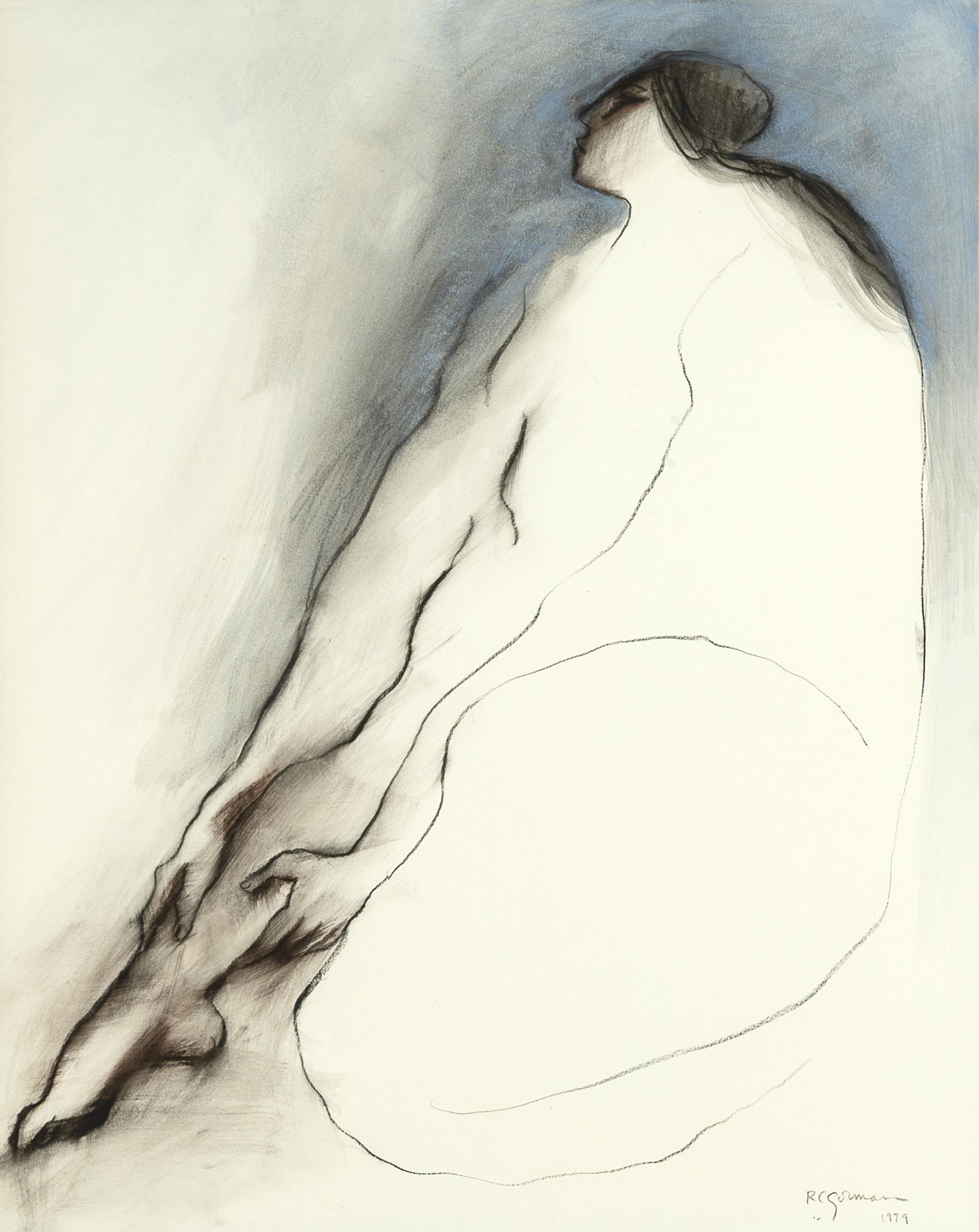 R. C. Gorman, Untitled (Seated Woman), 1979: R. C. GormanDiné (Navajo), 1931 - 2005Untitled (Seated Woman), 1979pastel on papersigned and dated lower right: RC Gorman / 197929 x 23 1/8 in. (73.7 x 58.7 cm.), frame: 40 3/4 x 35 x 2 in. (103.5 x