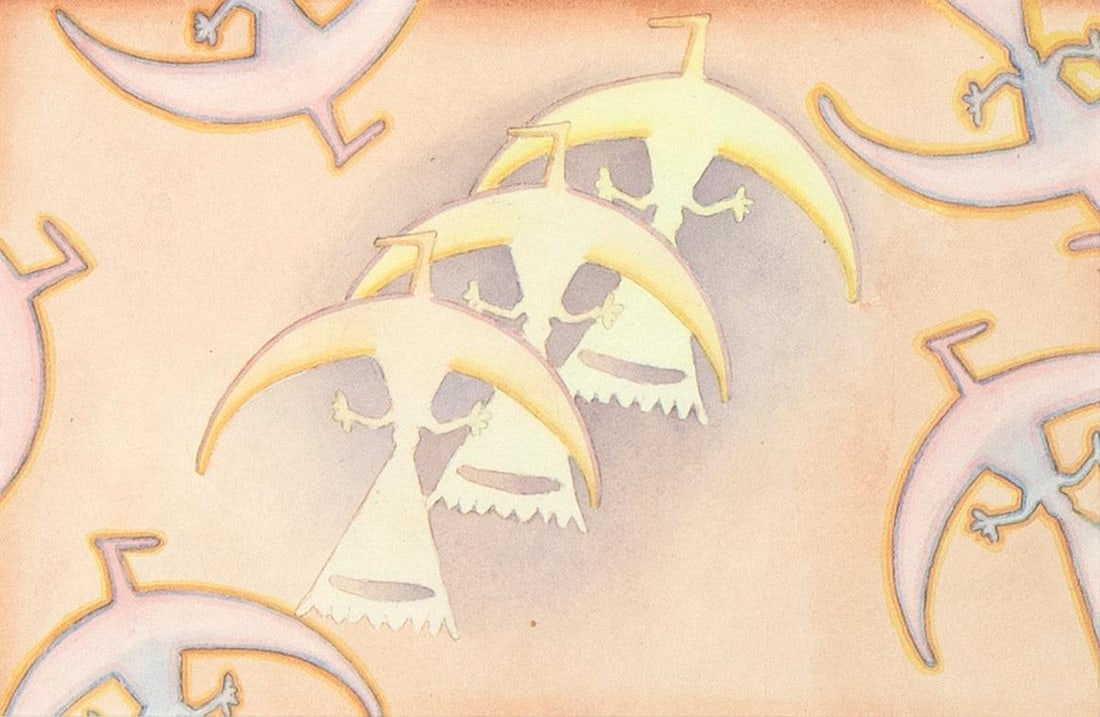 Russell R. Adams, Taos Eagles Composition, 1974: Russell R. Adams1943 - 2024Taos Eagles Composition, 1974watercolorinscribed verso: RUSSELL R. Adams / "TAOS EAGLES COMPOSITION" / WATERCOLOR 1974 / INVERSO: / TAOS EAGLES COMPOSITION / [ ] -1-74 / -7-