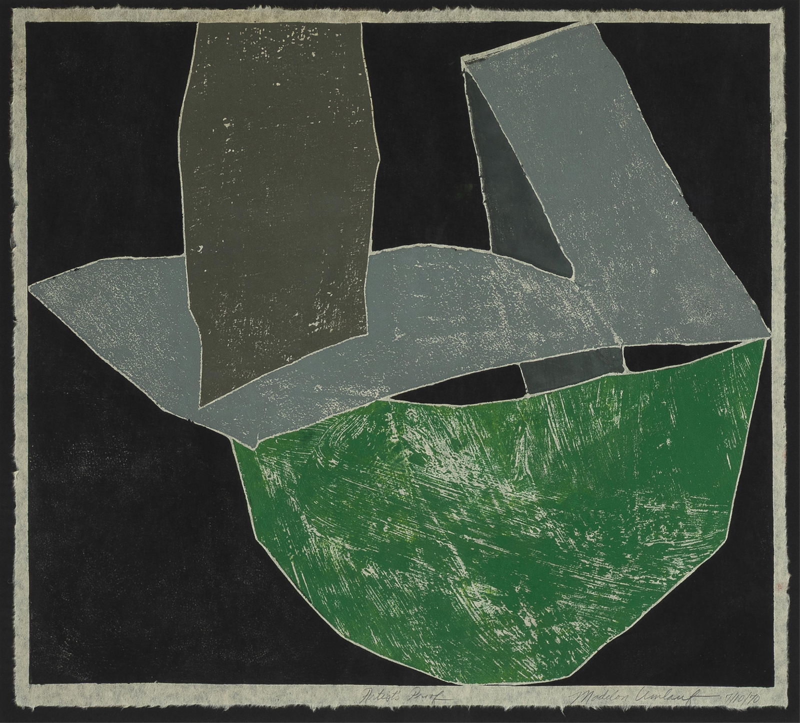 Madelon Umlauf, Untitled (abstract), 1970: Madelon Umlauf 20th Century Untitled (abstract), 1970 serigraph on Japanese gampi, artist's proof editioned lower center: artist's proof signed and dated lower right: Madelon Umlauf 7/10/70 19 1/8 x