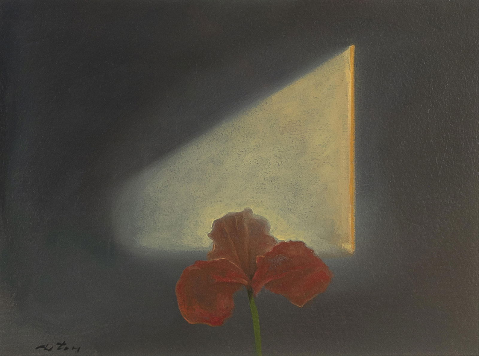 John Axton, The Poppy: John Axton b. 1947 The Poppy oil on paper signed lower left: Axton 8 3/4 x 11 3/4 in. (22.2 x 29.8 cm.), frame: 24 x 26 1/2 x 1 1/4 in. (61 x 67.3 x 3.2 cm.) Private Collection, Arizona
