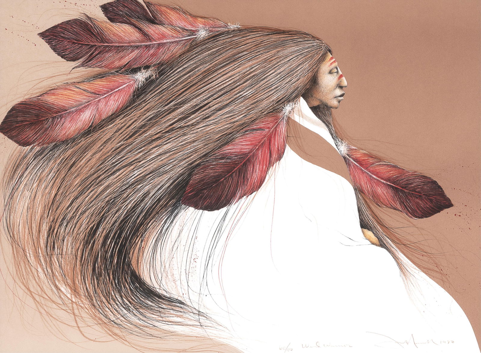 Frank Howell, Wind Warrior, 1987: Frank HowellLakota Sioux, 1937 - 1997Wind Warrior, 1987lithograph, edition 60 of 100editioned and titled lower left: 60/100 Wind Warriorsigned and dated lower left: Frank Howell 198717 x 23 in. (43.2