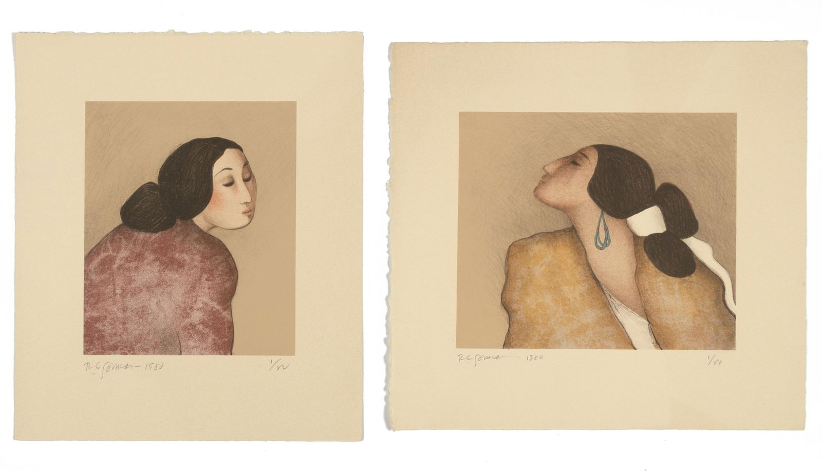 R. C. Gorman, Two Lithographs, 1980: Danya (State II) + Cholena (State II) (1 of 2)