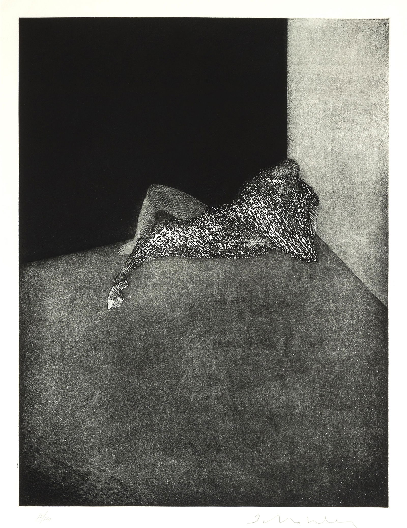 Fritz Scholder, Self Portrait In Barcelona, 1982: Fritz Scholder Luiseño, 1937 - 2005 Self Portrait In Barcelona, 1982 etching, edition 15 of 120 editioned lower left: 15/120 signed lower right: Scholder 23 x 17 3/4 in. (58.4 x 45.1 cm.), frame: 35