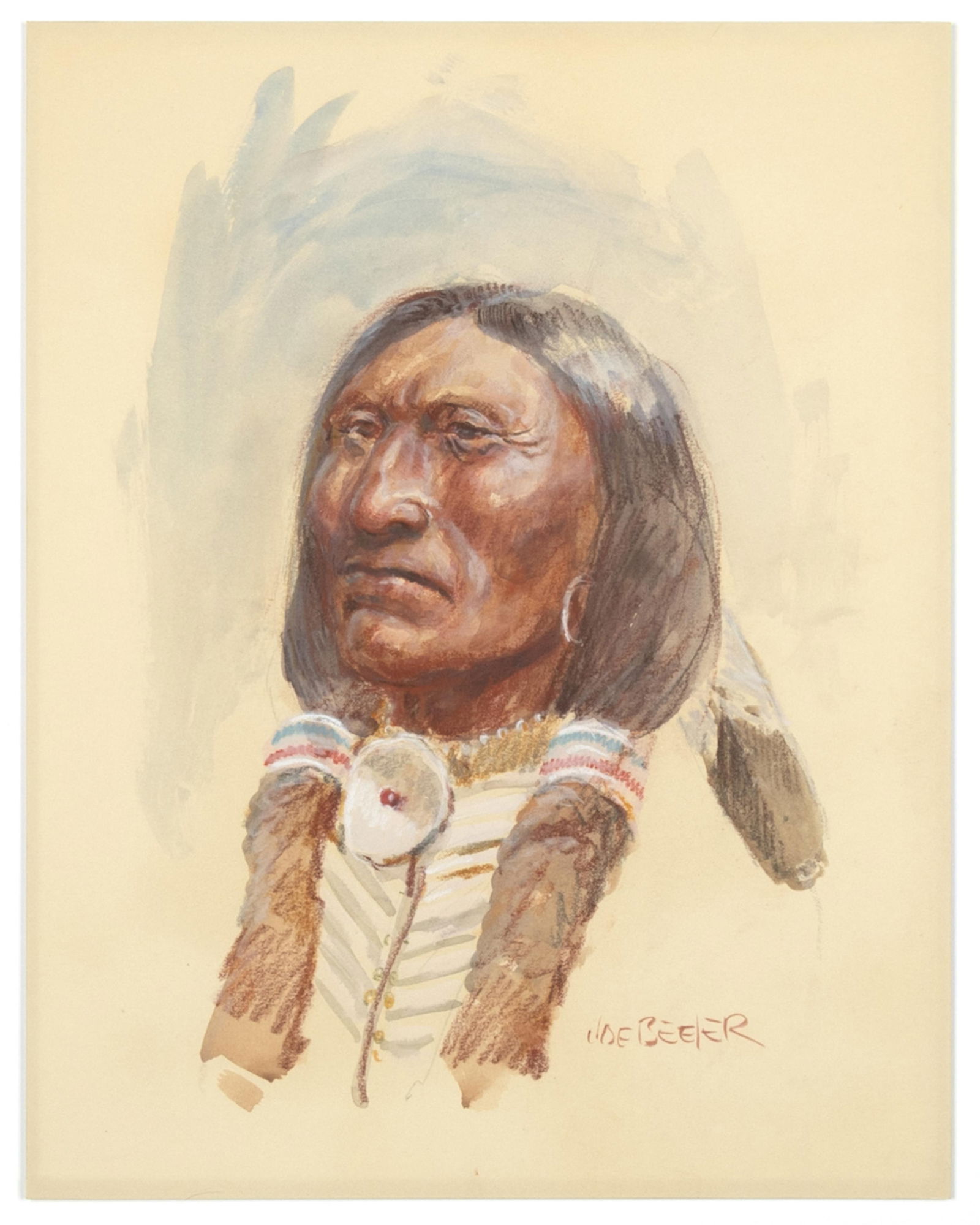 Joe Neil Beeler, Untitled (Native Man with Feather) (1 of 2)