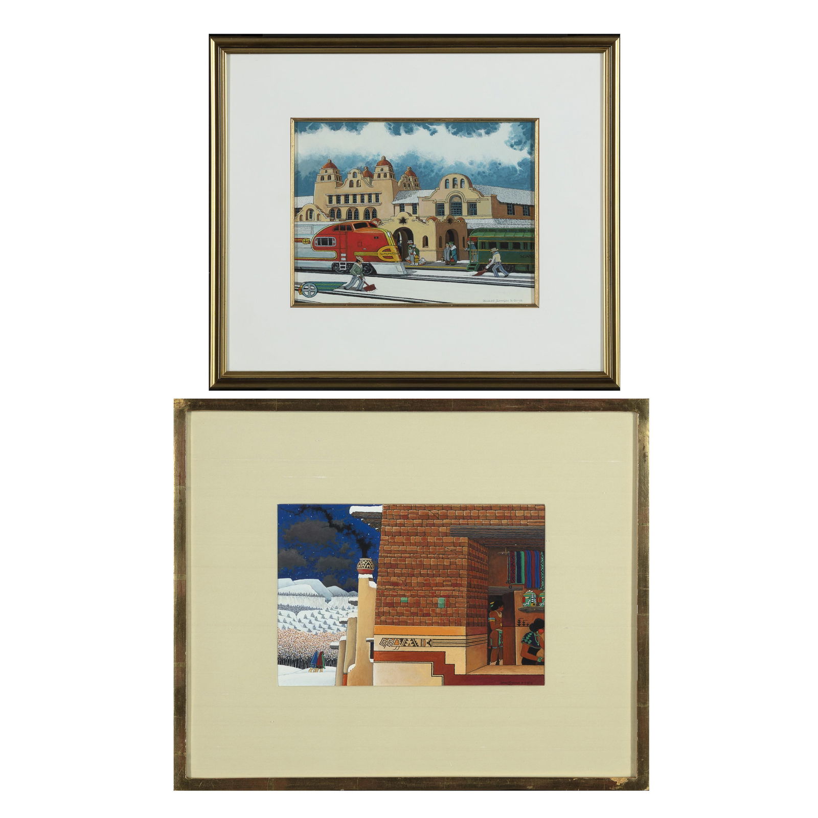 Douglas Walter Johnson, Two Works on Paper: The Alvarado, Albuquerque, 2002 + Winter Walk, 1987 (1 of 5)