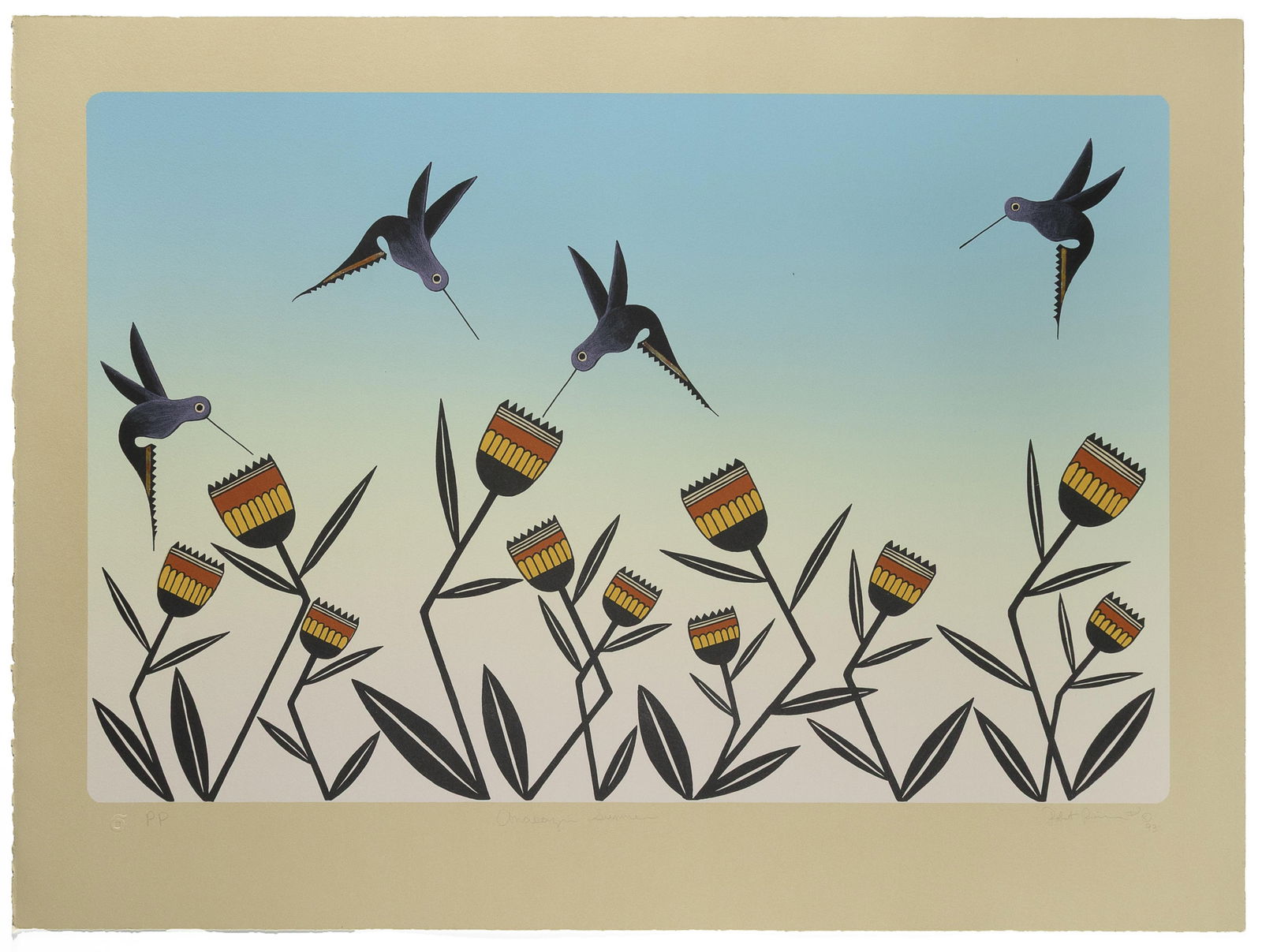 Robert Rivers, Anasazi Summer, 1993: Robert Rivers 20th/21st Century Anasazi Summer, 1993 lithograph, printer's proof editioned lower left: P.P. titled lower center: Anasazi Summer signed and dated lower right: Robert Rivers [artist's