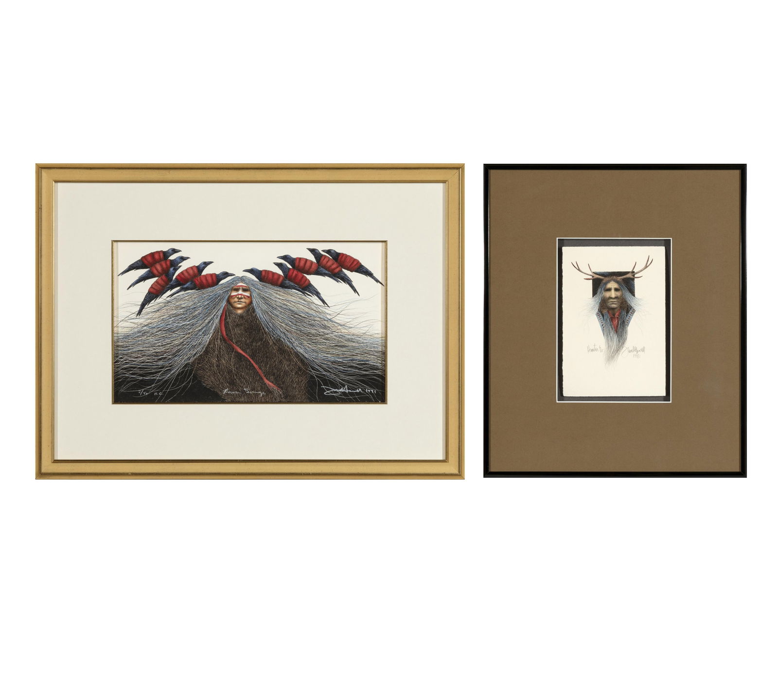 Frank Howell, Two Lithographs: Hunter Song + Raven Song (1 of 5)