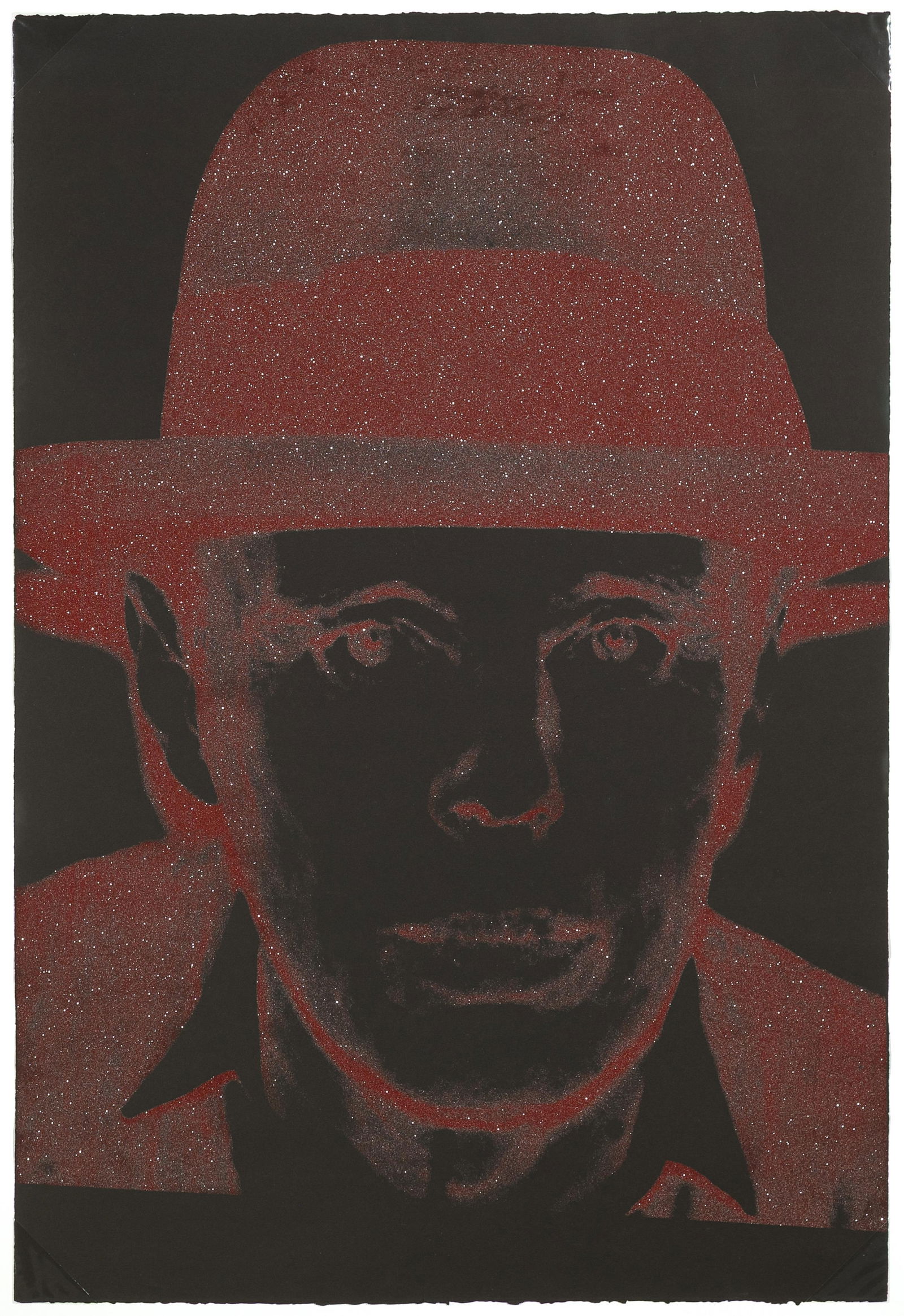 Andy Warhol, Joseph Beuys, 1980: Andy Warhol1928 - 1987Joseph Beuys, 1980serigraph with diamond dust on Arches Cover Black paperprinted by Rupert Smith, New York44 x 30 in. (111.8 x 76.2 cm.) Rupert Smith (printer), New York