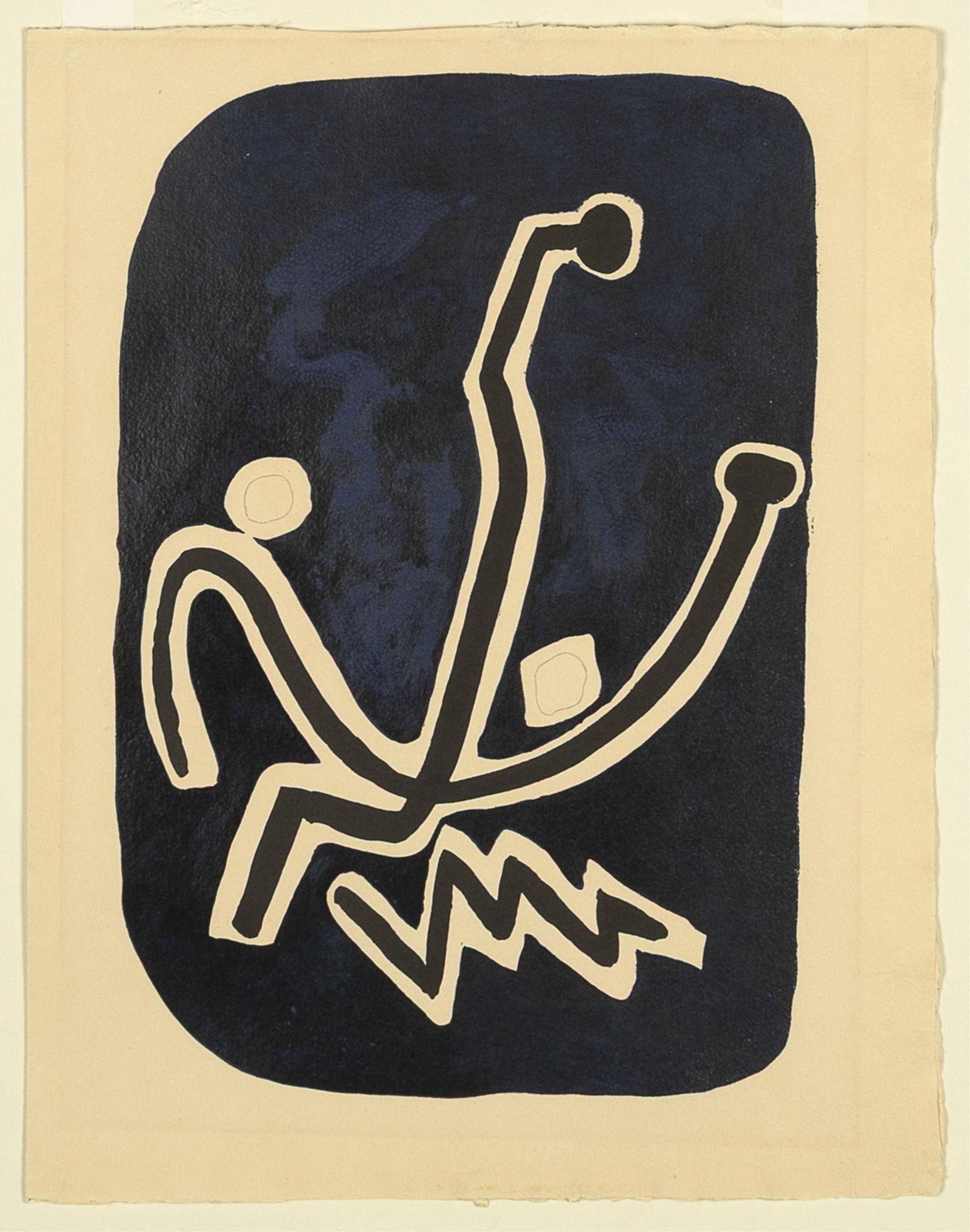 Georges Braque, Oiseau de nuit noir (from Si je mourais là-bas [If I Died Over There]), 1962: Georges Braque 1882 - 1963 Oiseau de nuit noir (from Si je mourais là-bas [If I Died Over There]), 1962 woodcut on Chiffon a la Main wove paper, edition of 200 watermark in sheet: LB (Louis Broder)