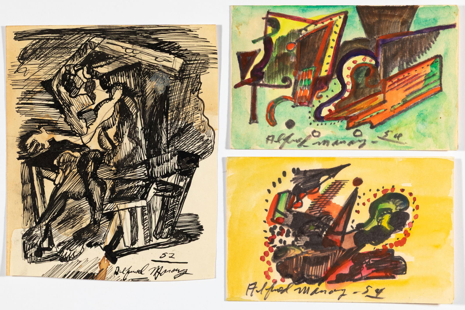 Alfred Gwynne Morang, Group of Three Abstract Works, 1952 - 1954 (1 of 5)