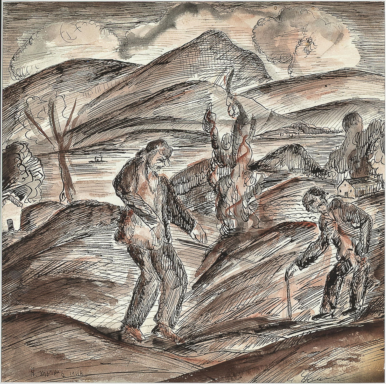 Alfred Gwynne Morang, Untitled (Figures in Landscape), 1944 (1 of 2)