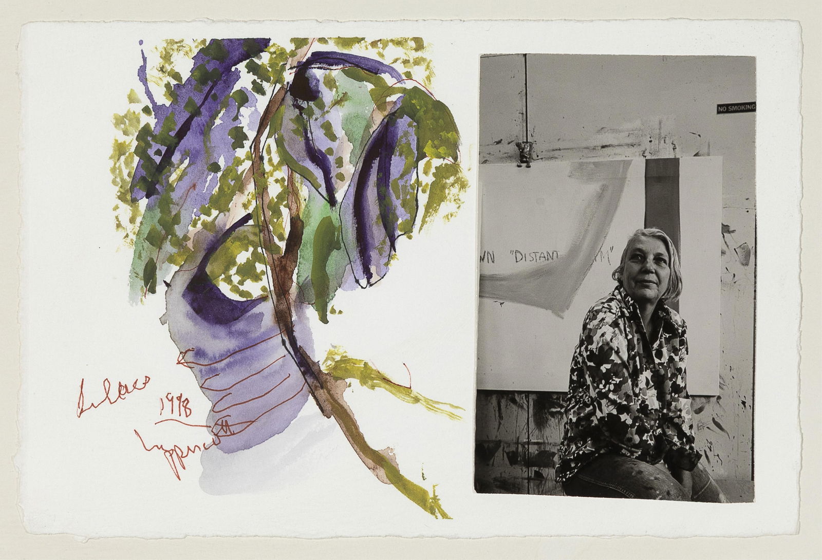 Janet Lippincott, Lilacs, 1998: Janet Lippincott 1918 - 2007 Lilacs, 1998 watercolor on paper titled, dated, and signed lower left: Lilacs / 1998 / Lippincott stamped verso: The Estate of / Janet / Lippincott 7 1/2 x 11 3/8 in.