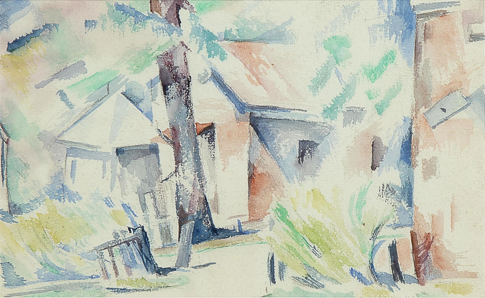 E. Boyd, French Town (View I): E. Boyd 1903 - 1974 French Town (View I) watercolor on paper 5 3/8 x 8 3/4 in. (13.7 x 22.2 cm.), frame: 12 1/2 x 15 1/2 x 1 in. (31.8 x 39.4 x 2.5 cm.) Private Collection, New Mexico