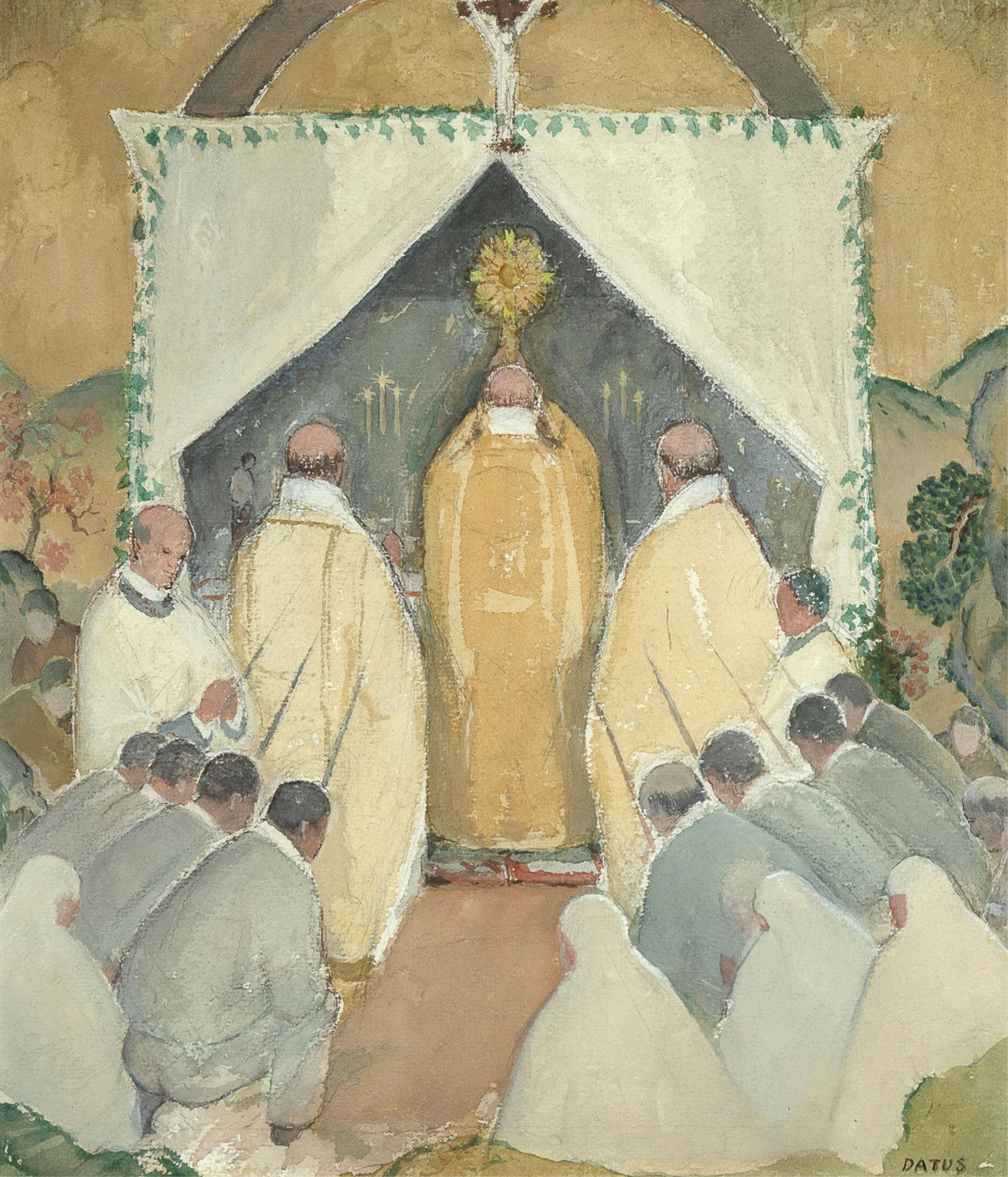 Datus Ensign Myers, Corpus Christi: Datus Ensign Myers1879 - 1960Corpus Christiwatercolor on papersigned lower right: DATUS13 x 11 in. (33 x 27.9 cm.), frame: 20 x 17 7/8 x 1 1/4 in. (50.8 x 45.4 x 3.2 cm.) Private Collection, New