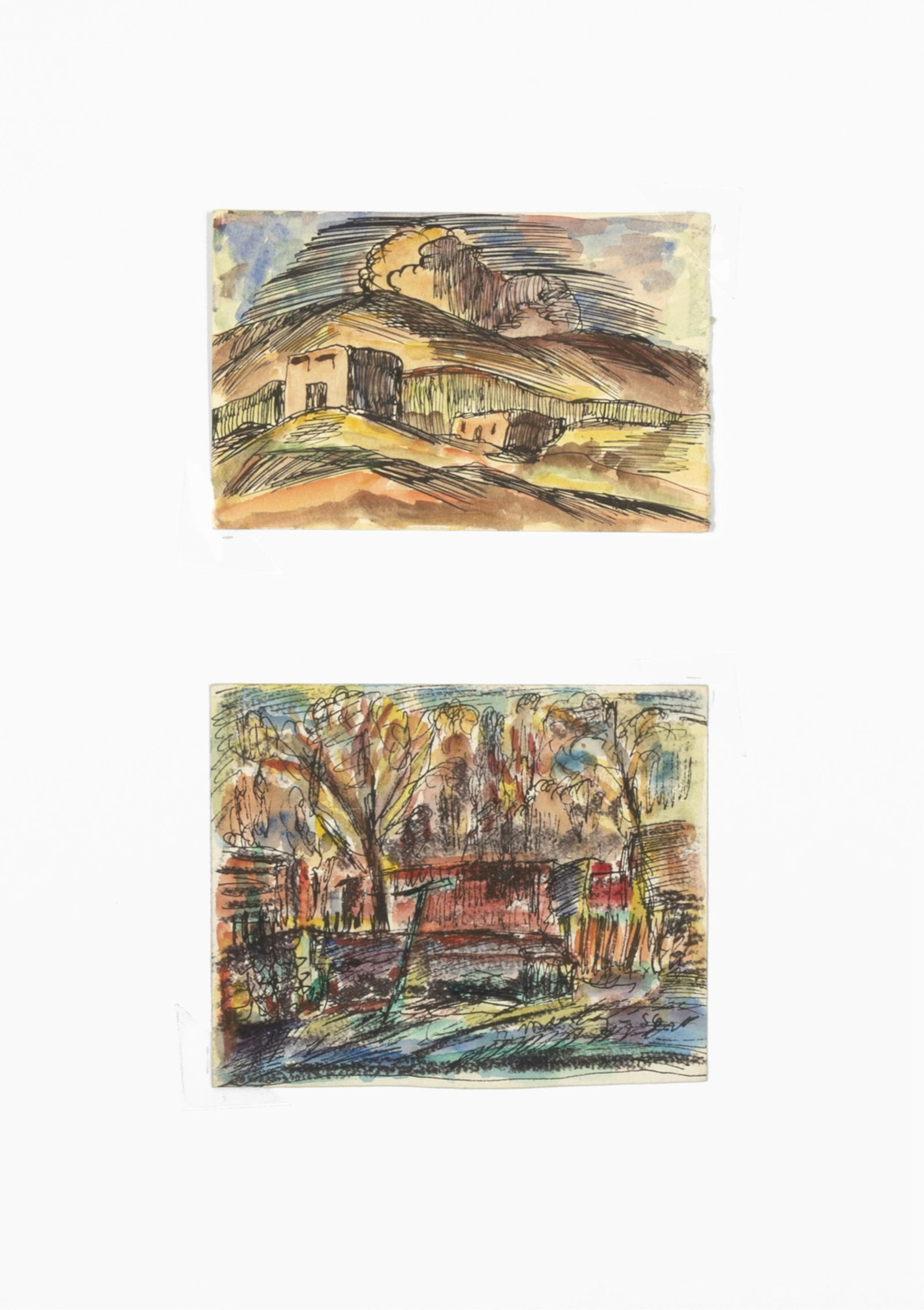 Alfred Gwynne Morang, Pair of Works: Just Across from the Studio, 1956 + Untitled (Adobe Landscape) (1 of 3)