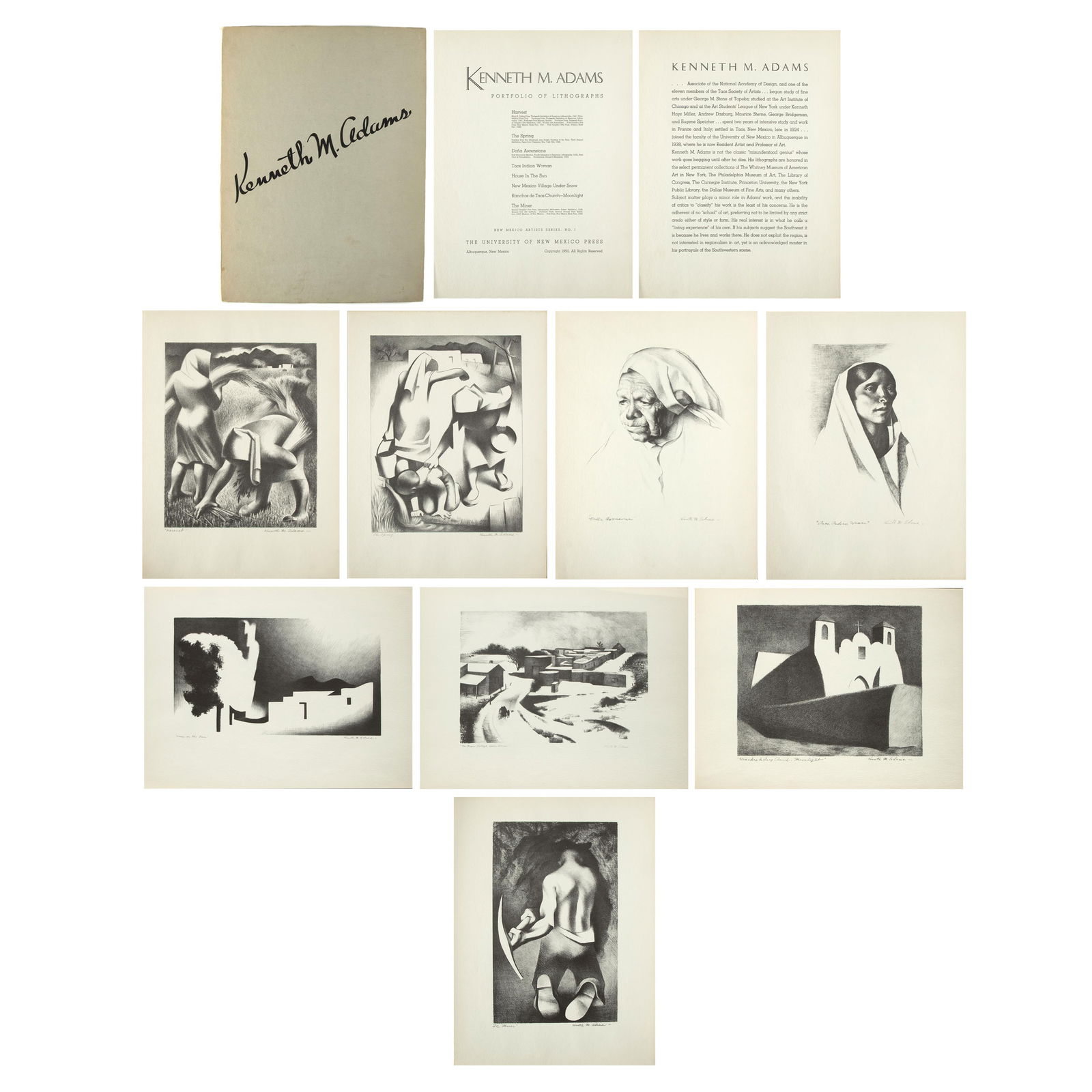 Kenneth Miller Adams, Portfolio of Lithographs: New Mexico Artists Series No. 1, 1950 (1 of 12)
