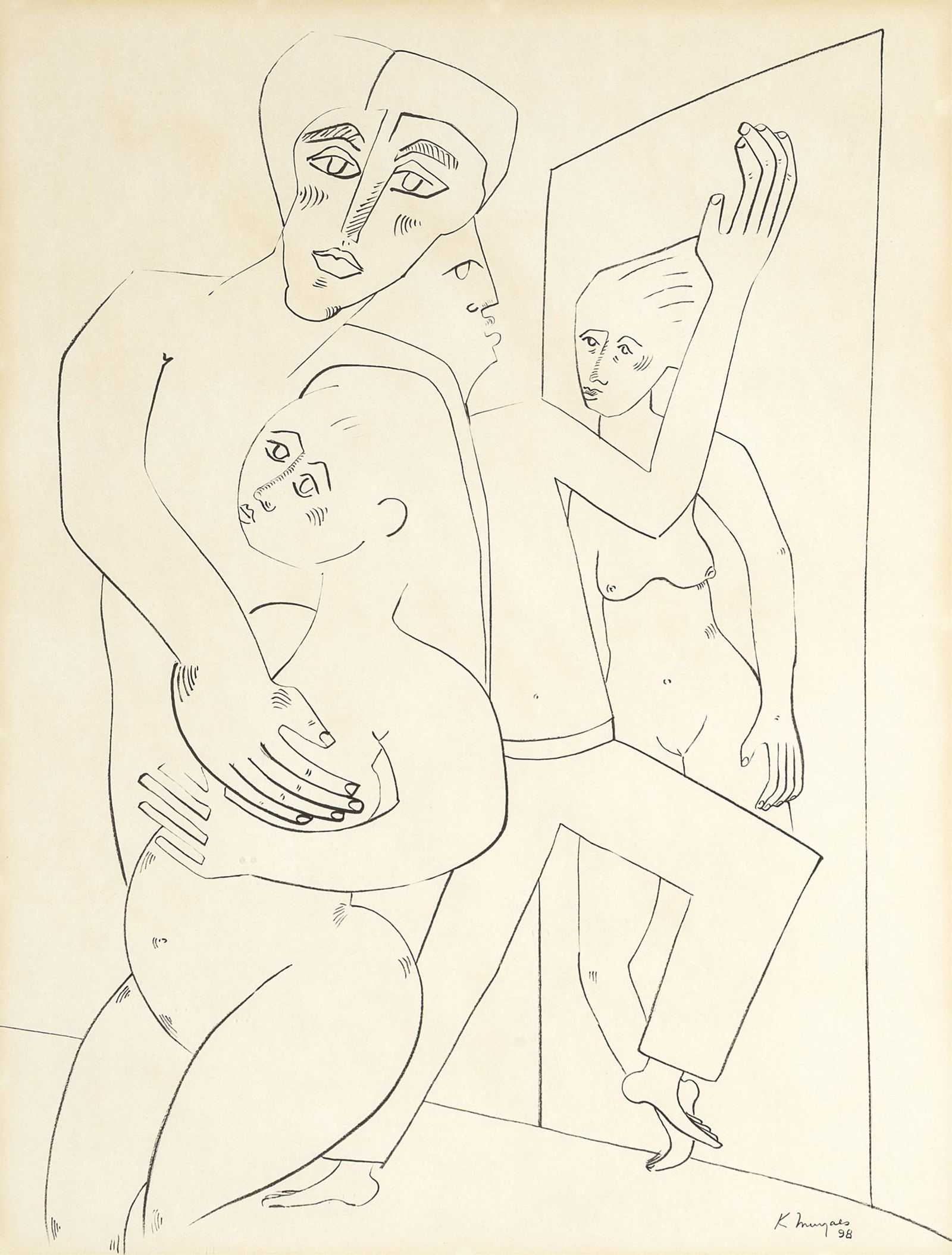 Karima Muyaes, Untitled (Nudes), 1998: Karima MuyaesMexican, b. 1960Untitled (Nudes), 1998ink on papersigned and dated lower right: K Muyaes / 9823 1/4 x 17 3/4 in. (59.1 x 45.1 cm.), frame: 32 x 26 1/4 x 1 in. (81.3 x 66.7 x 2.5 cm.)