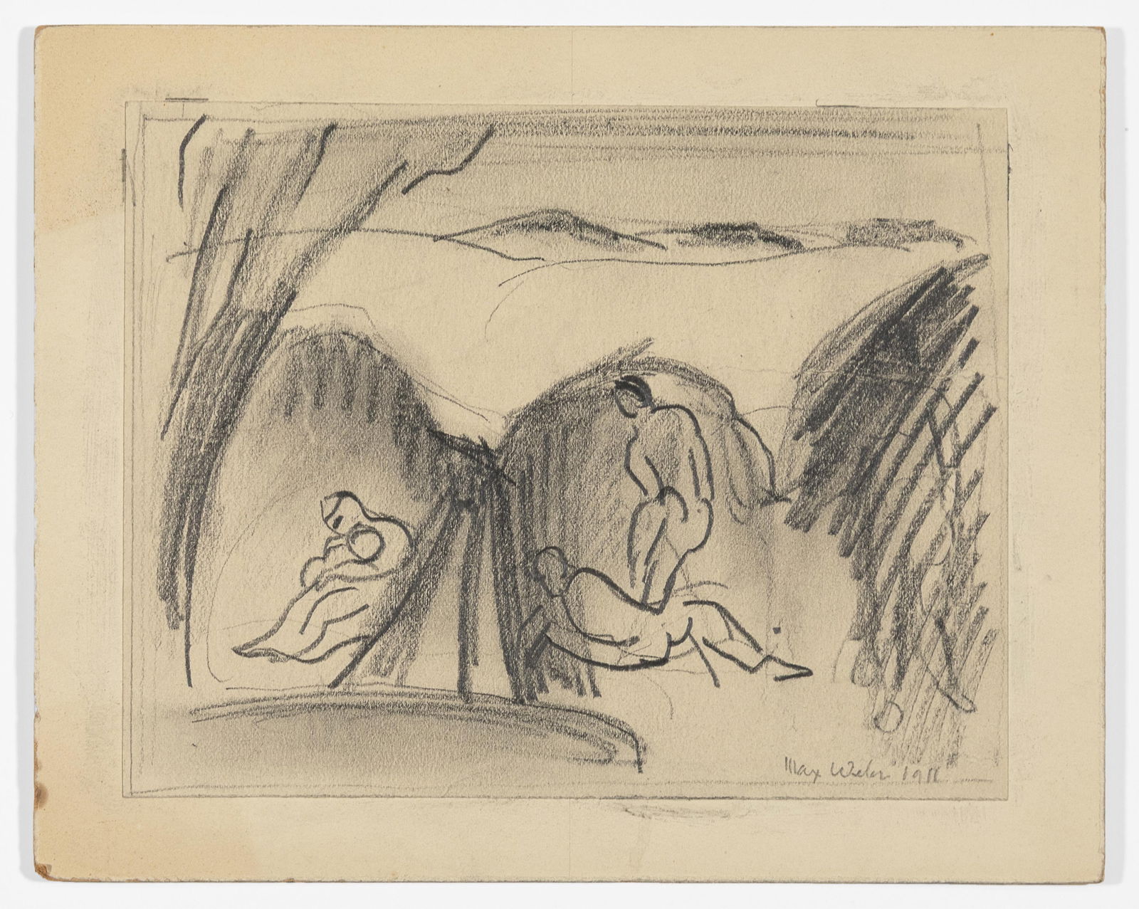 Max Weber, Untitled (Study of Figures in a Landscape), 1911 (1 of 3)