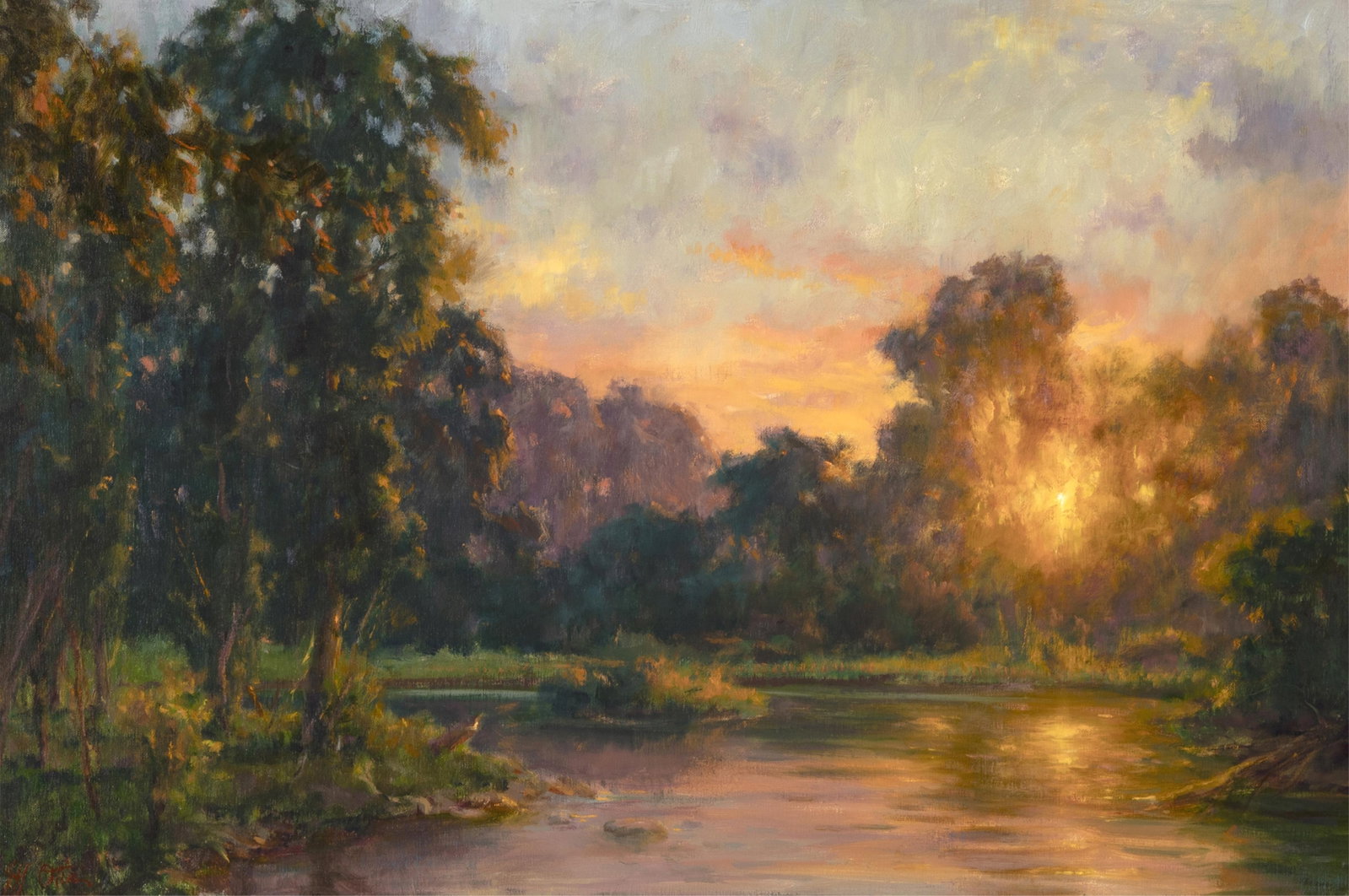 Jeff Otis, Twilight Sun: Jeff Otis b. 1954 Twilight Sun oil on linen over panel signed lower left: Jeff Otis 20 x 30 in. (50.8 x 76.2 cm.), frame: 29 1/4 x 39 1/4 x 2 5/8 in. (74.3 x 99.7 x 6.7 cm.) Private Collection, New M
