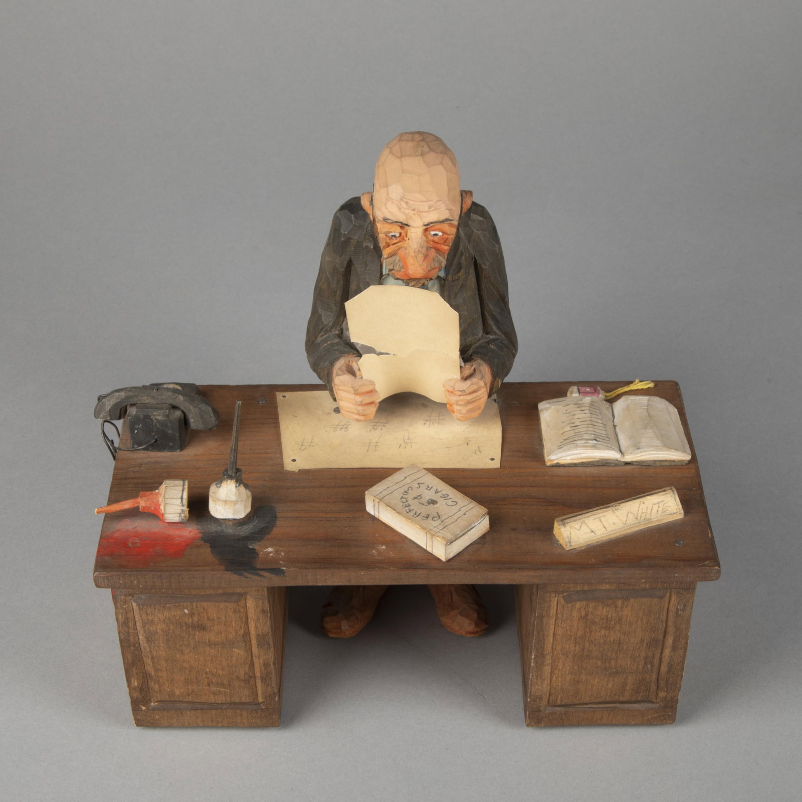 Herbert "Andy" Anderson, Untitled (Figure Reading at Desk): Herbert "Andy" Anderson 1893 - 1963 Untitled (Figure Reading at Desk) carved and painted wood inscribed: ANDY 9 x 10 1/4 x 7 3/4 in. (22.9 x 26 x 19.7 cm.) Private Collection, Colorado