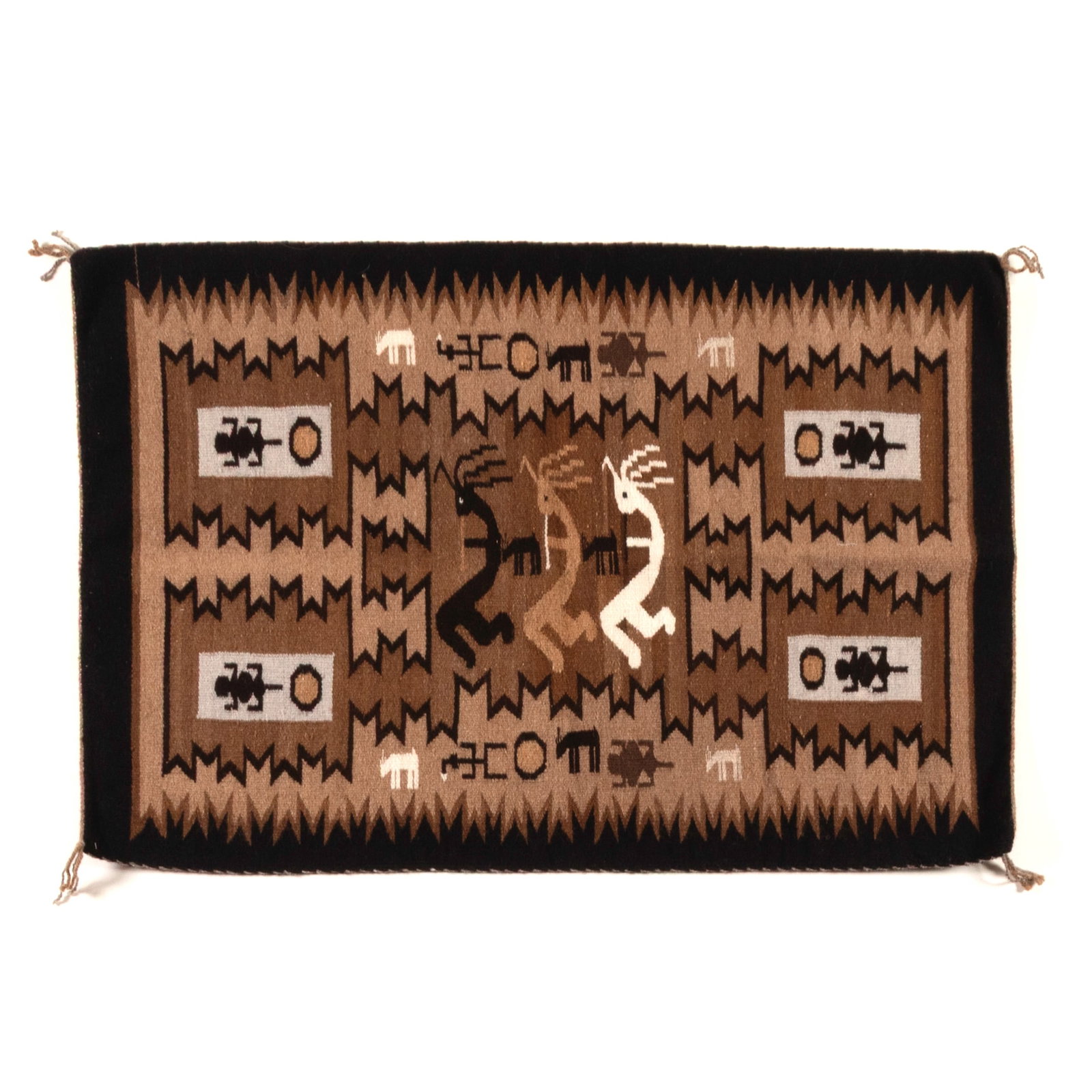 Esther Etcitty, Two Grey Hills Rug: Esther Etcitty Diné (Navajo), b. 1944 Two Grey Hills Rug wool, natural colors 30 x 44 in. (76.2 x 111.8 cm.) Private Collection, New Mexico