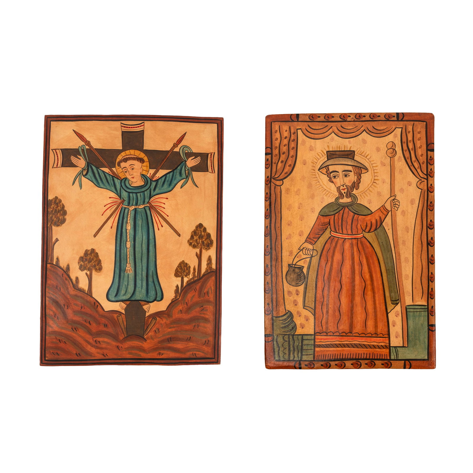 Alcario Otero, Two Retablos: St. Philip de Jesus, 2002 + St. James Santiago Pelegrino, 2004 (1 of 5)