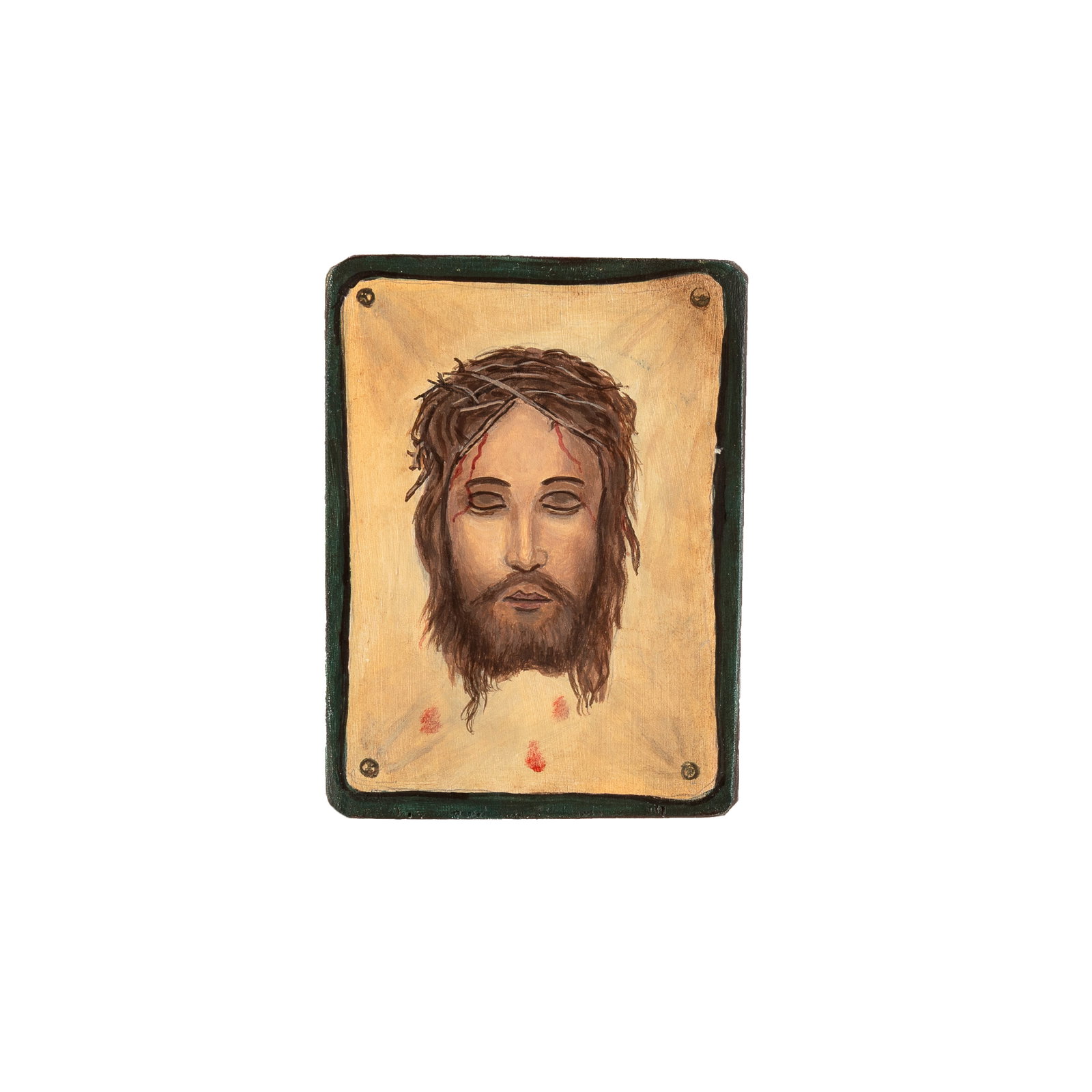 Belarmino Esquibel, Jesús, 2007: Belarmino Esquibel New Mexico, 20th Century Jesús, 2007 carved and painted wood inscribed verso: Belarmino / Esquibel / Santa Fe, / N.M. / 2007 Folk Art 4 7/8 x 2 7/8 x 5/8 in. (12.4 x 7.3 x 1.6 cm.)