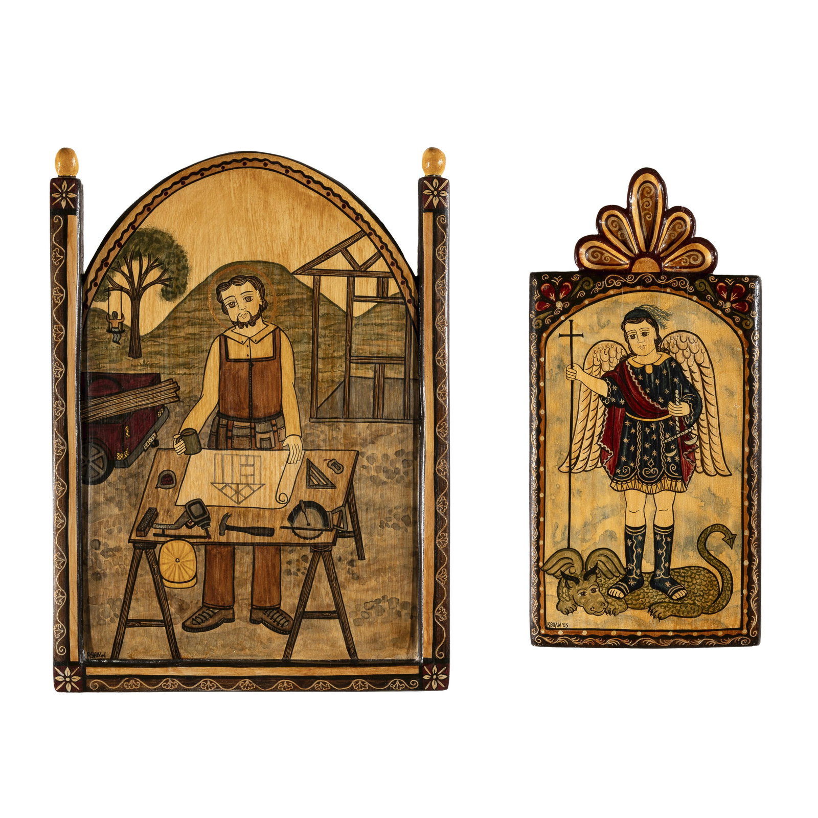 Roxanne Shaw, Two Retablos: San José Patriarca, 2004 + San Miguel Arcángel, 2003 (1 of 5)