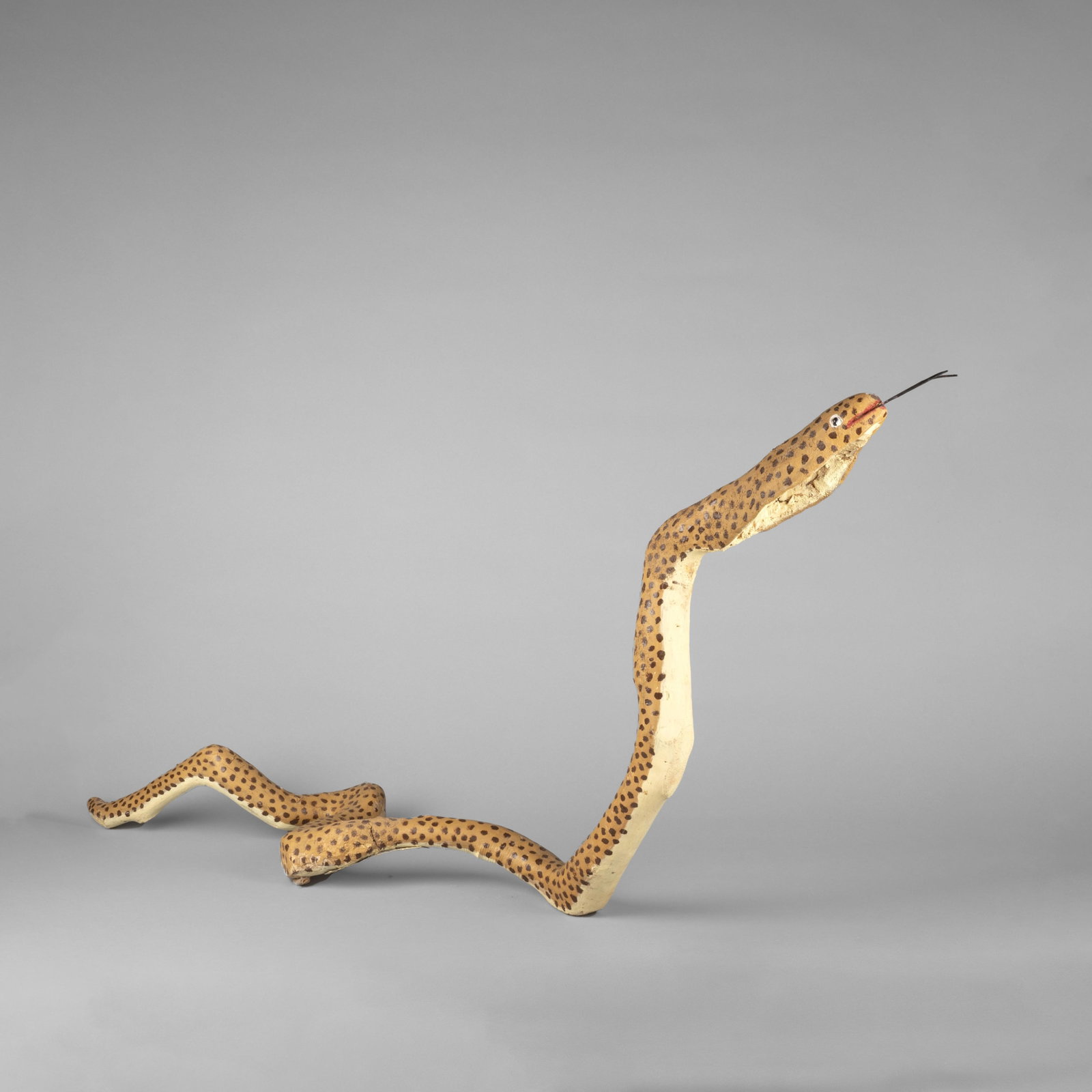 Felipe Benito Archuleta, King Cobra, 1979: Felipe Benito Archuleta New Mexico, 1910 - 1991 King Cobra, 1979 carved and painted wood inscribed: 3-22-79- / -BY-F.B.A. / KING COBRA Folk Art 26 1/2 x 11 x 56 in. (67.3 x 27.9 x 142.2 cm.) Pri