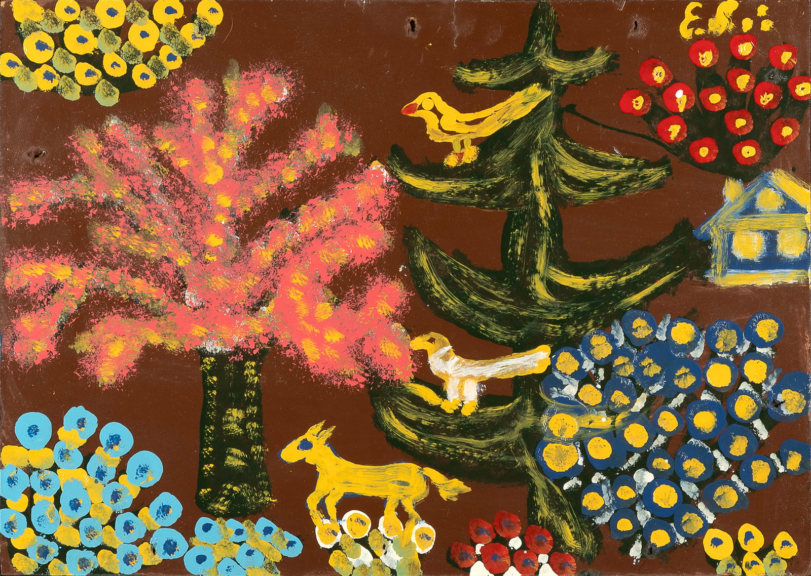 Erich Grams, Untitled (Red Tree and Birds) (1 of 3)
