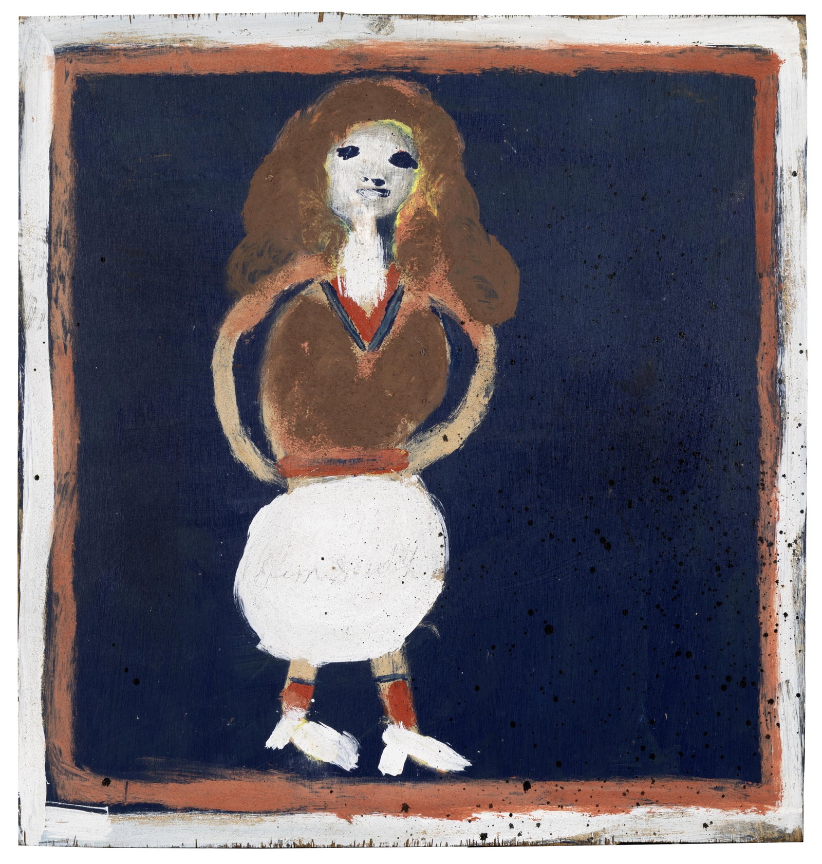 Jimmy Lee Sudduth, Untitled (Woman in Heels): Jimmy Lee Sudduth 1910 - 2007 Untitled (Woman in Heels) oil on board signed in image lower center: Jim Suduth 24 x 23 3/4 x 1/8 in. (61 x 60.3 x 0.3 cm.) Private Collection, New Mexico
