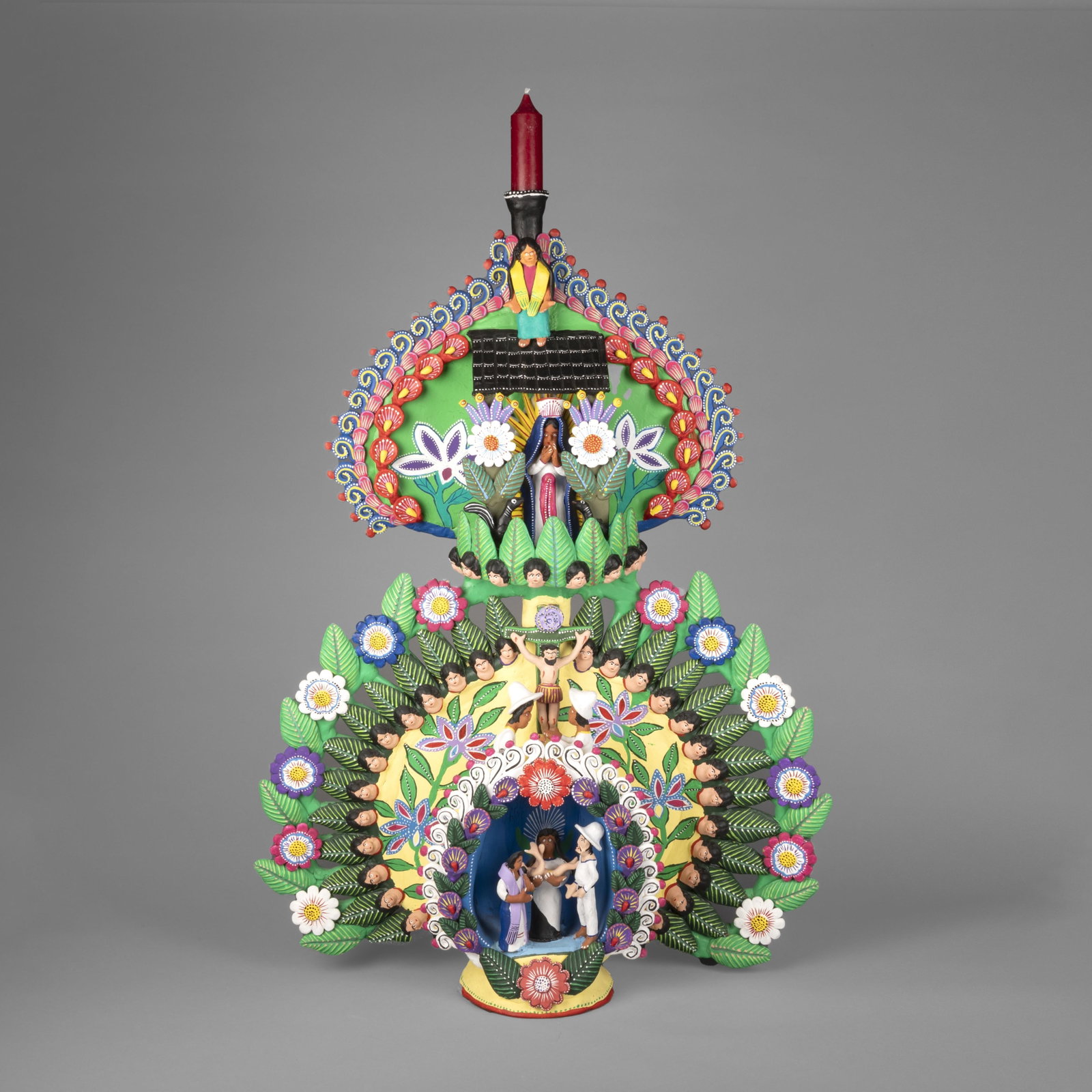 Mexican, Virgencita: Mexican Virgencita fired clay, pigments inscribed: VirGENCiTA Folk Art 37 x 26 x 7 in. (94 x 66 x 17.8 cm.) Private Collection, Georgia