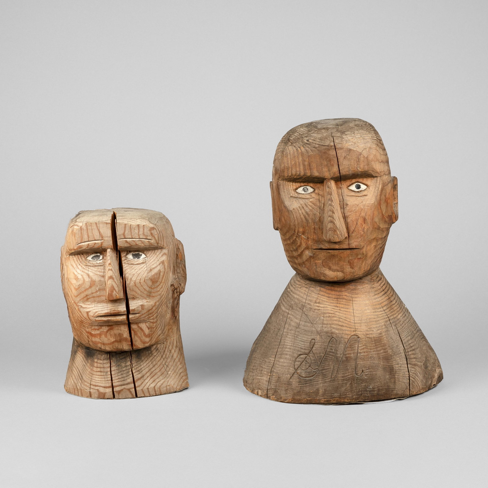 Szczepan Mucha, Pair of Wooden Busts (1 of 4)