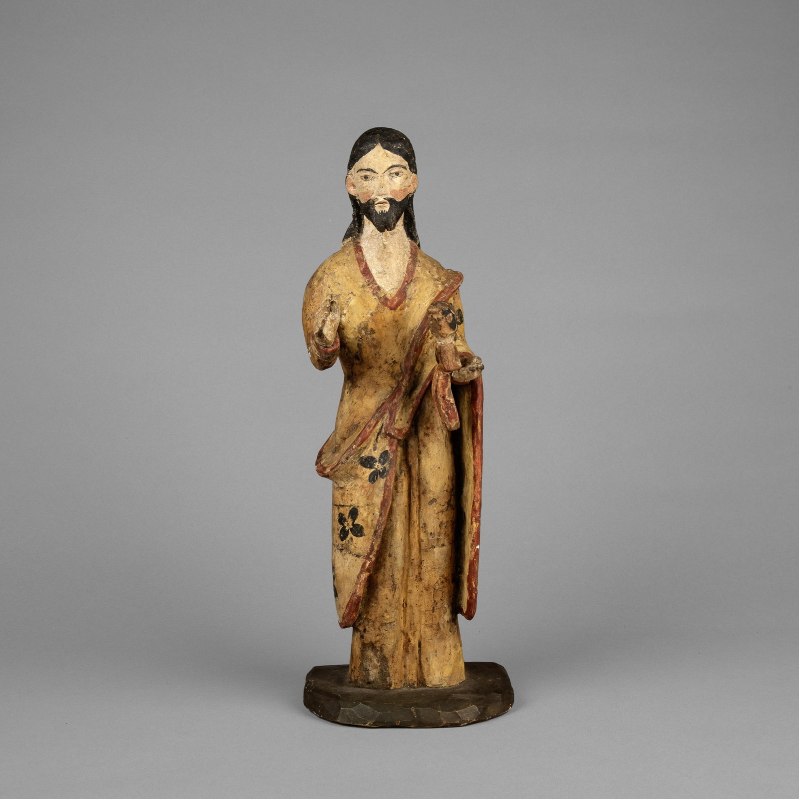 attributed to [Fray Andrés Garcia], Saint Joseph Holding Child, ca. 1790: attributed to [Fray Andrés] [Garcia] New Mexico, 1720 - 1799 Saint Joseph Holding Child, ca. 1790 carved and painted wood Folk Art 17 x 4 1/4 x 6 in. (43.2 x 10.8 x 15.2 cm.) Private Collection, Puer