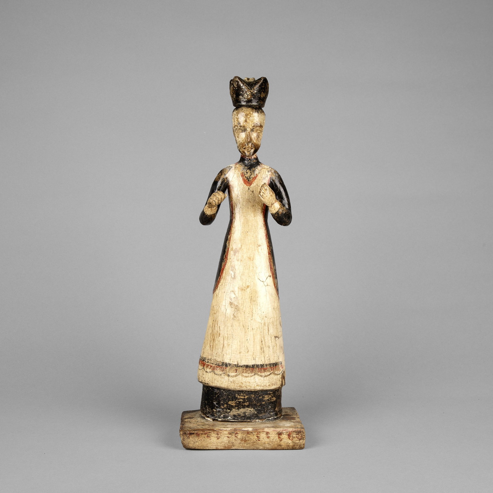 attributed to [José Rafael Aragón], Santo, ca. 1825: attributed to [José Rafael] [Aragón] New Mexico, 1796 - 1862 Santo, ca. 1825 carved and painted wood Folk Art 16 3/4 x 3 3/4 x 5 3/4 in. (42.5 x 9.5 x 14.6 cm.) Private Collection, Puerto Rico