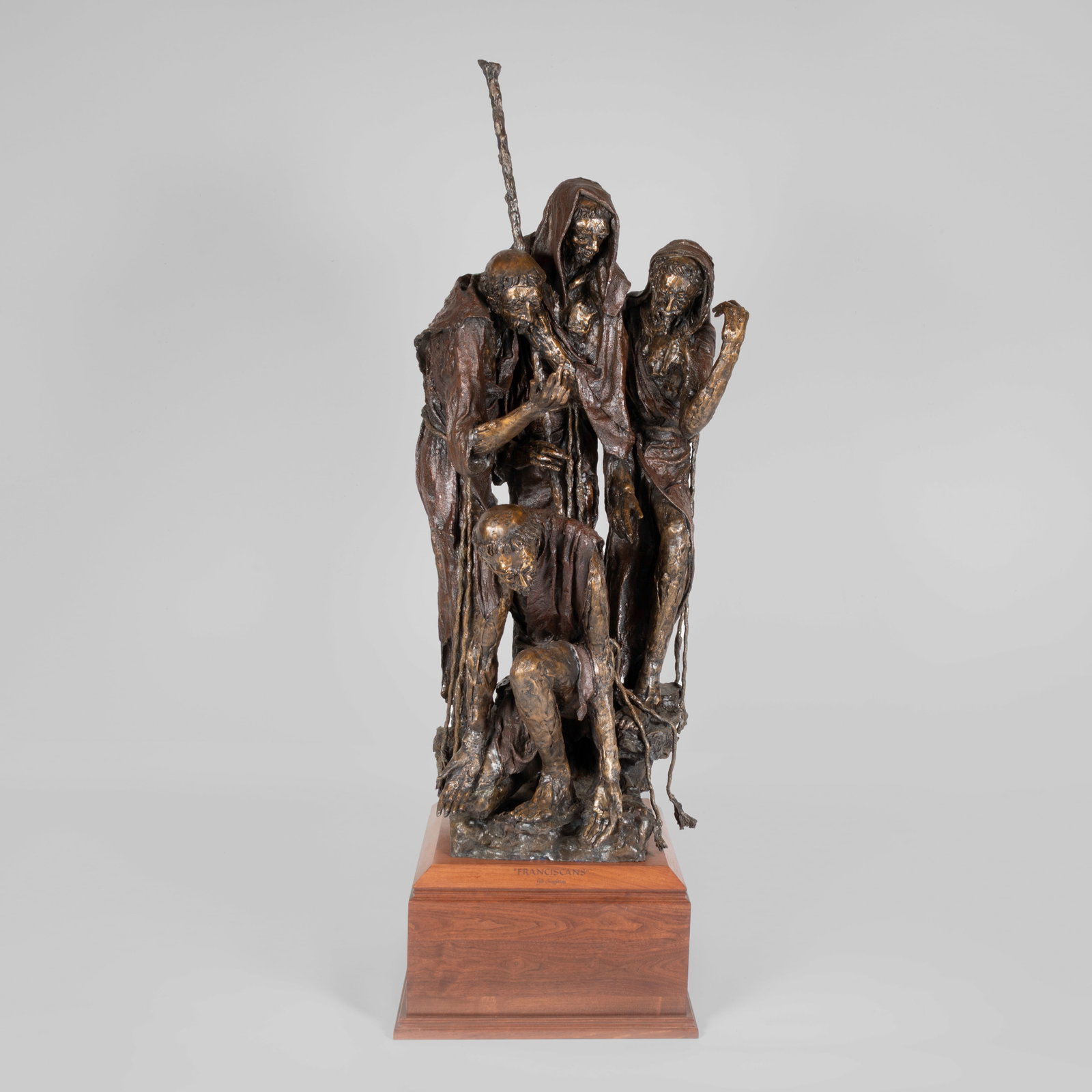 Gib Singleton, Franciscans, 2008: Gib Singleton 1936 - 2014 Franciscans, 2008 bronze, edition 5 of 7 inscribed: SingletoN / 5/7 70 x 28 x 31 in. (177.8 x 71.1 x 78.7 cm.), with base: 84 5/8 x 28 x 31 in. (214.9 x 71.1 x 78.7 cm.)