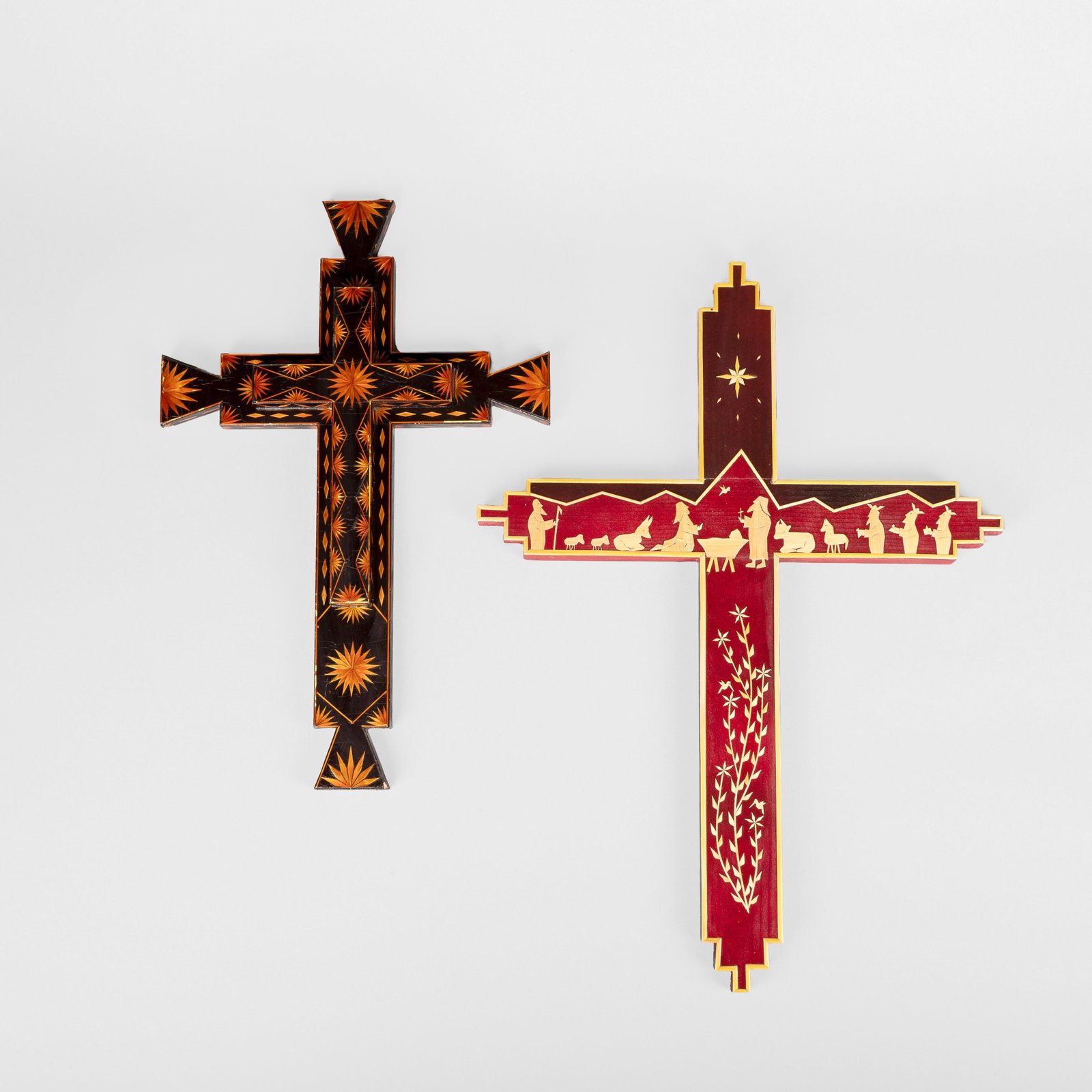 Tomas Salazar y Weiler + Mel Rivera, Two Straw Appliqué Crosses (1 of 2)